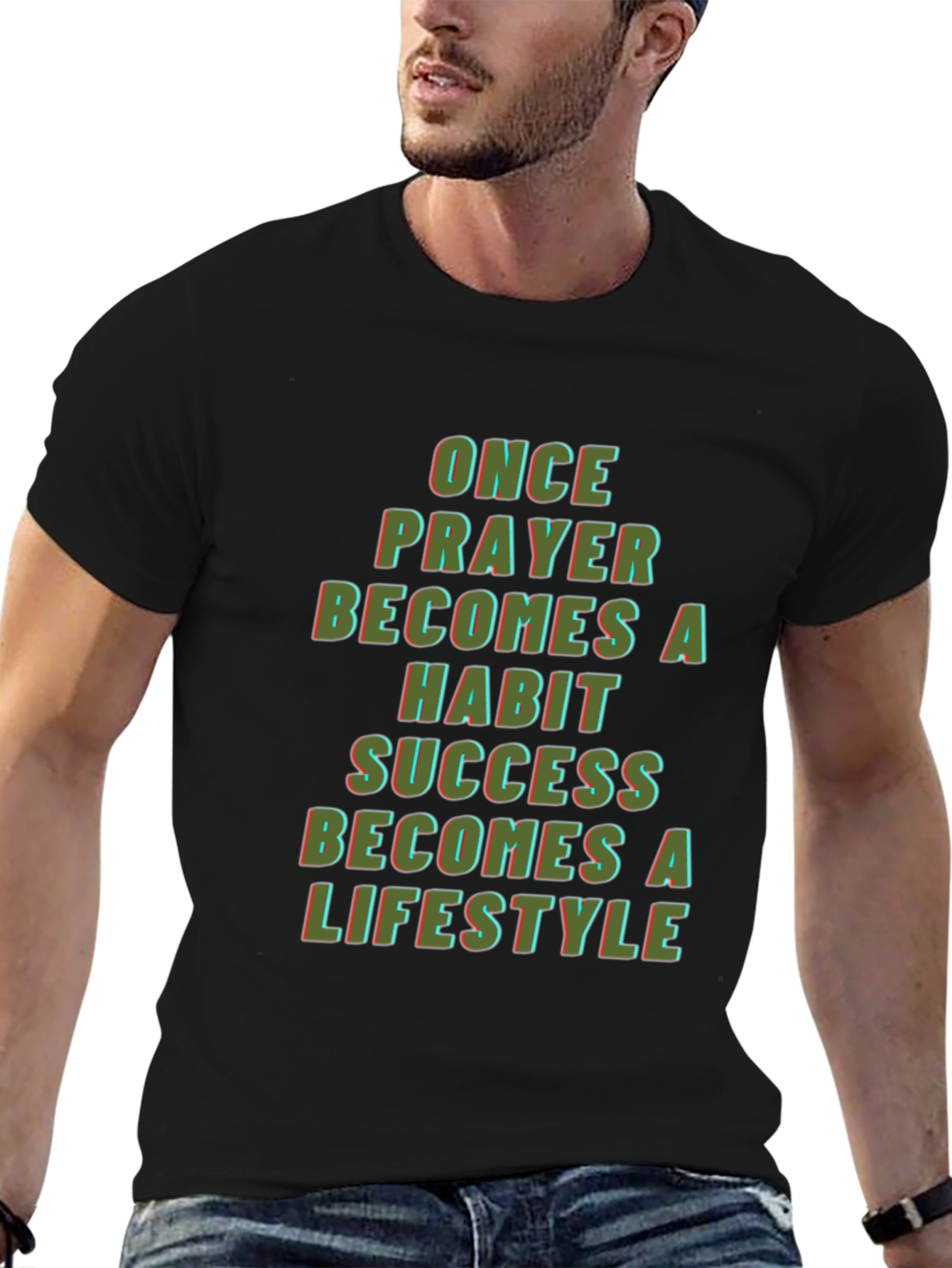 Prayer Habit Lifestyle Graphic T-Shirt - Black