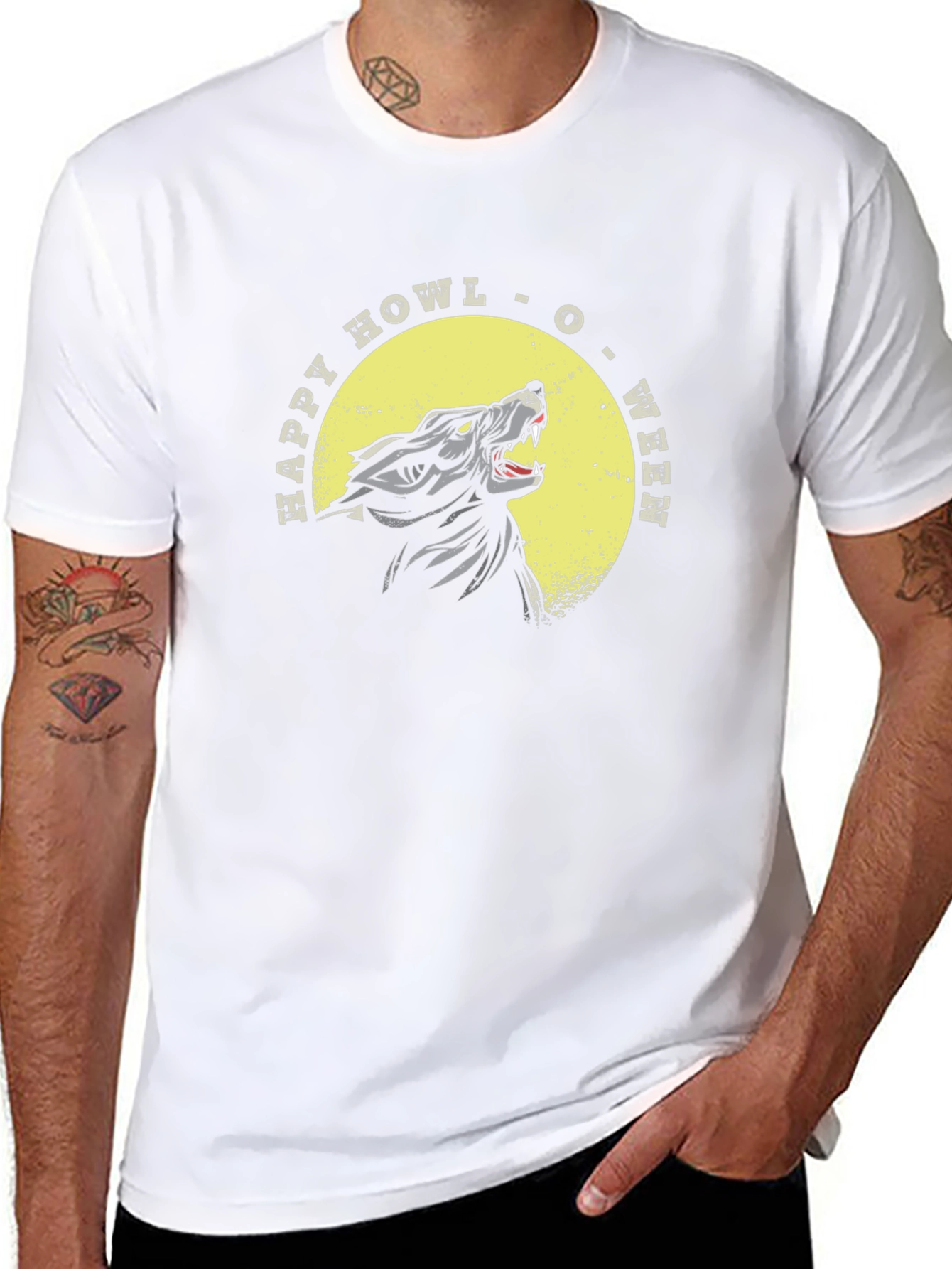 Happy Howl-O-Ween Wolf Graphic T-Shirt