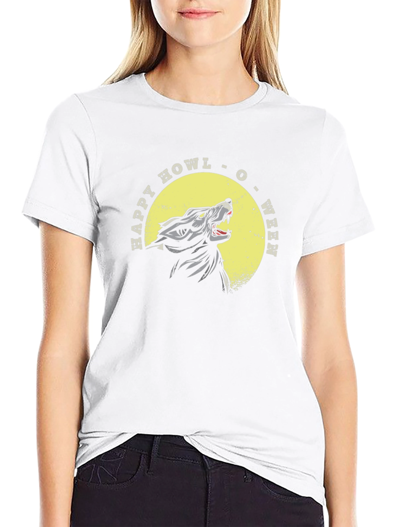 Happy Howl-O-Ween Wolf Graphic T-Shirt