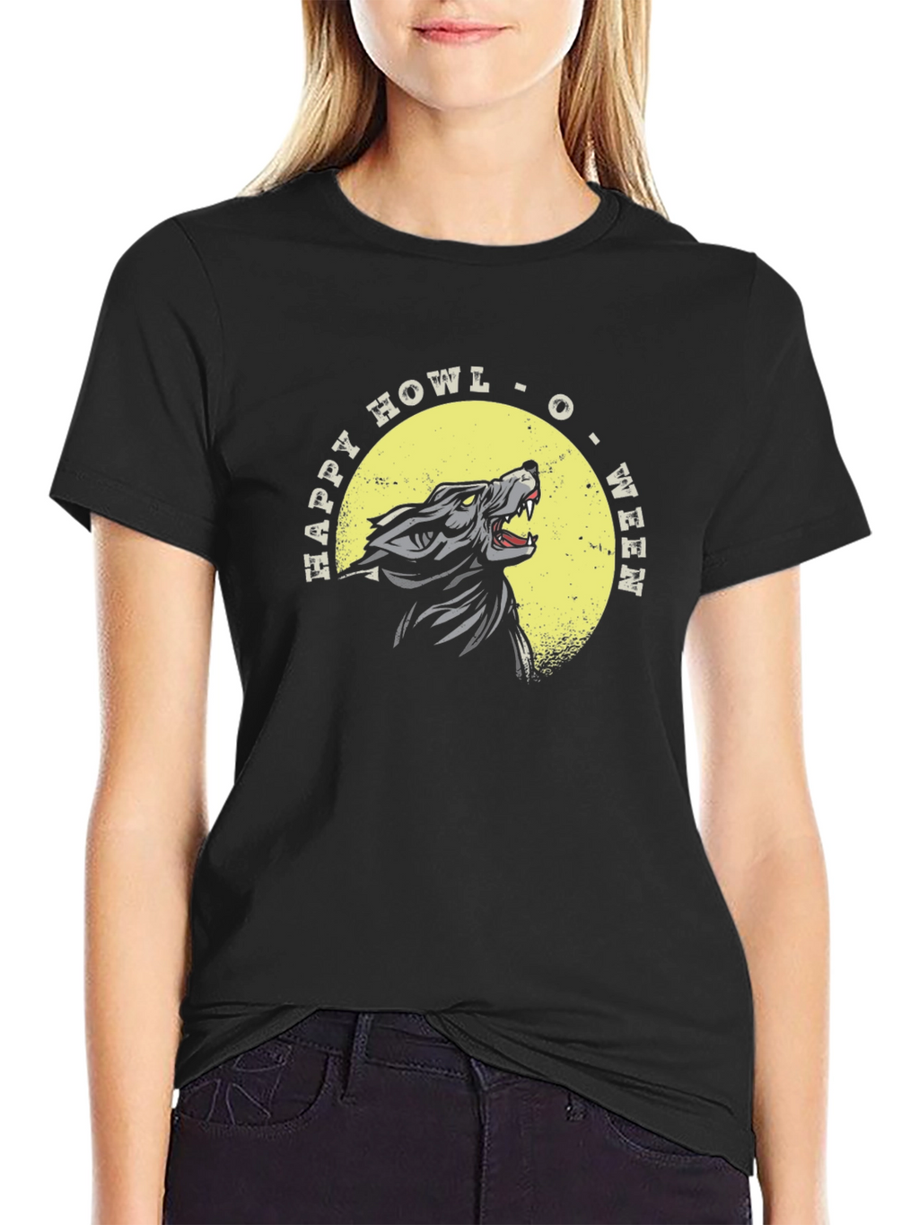 Happy Howl-O-Ween Wolf Graphic T-Shirt