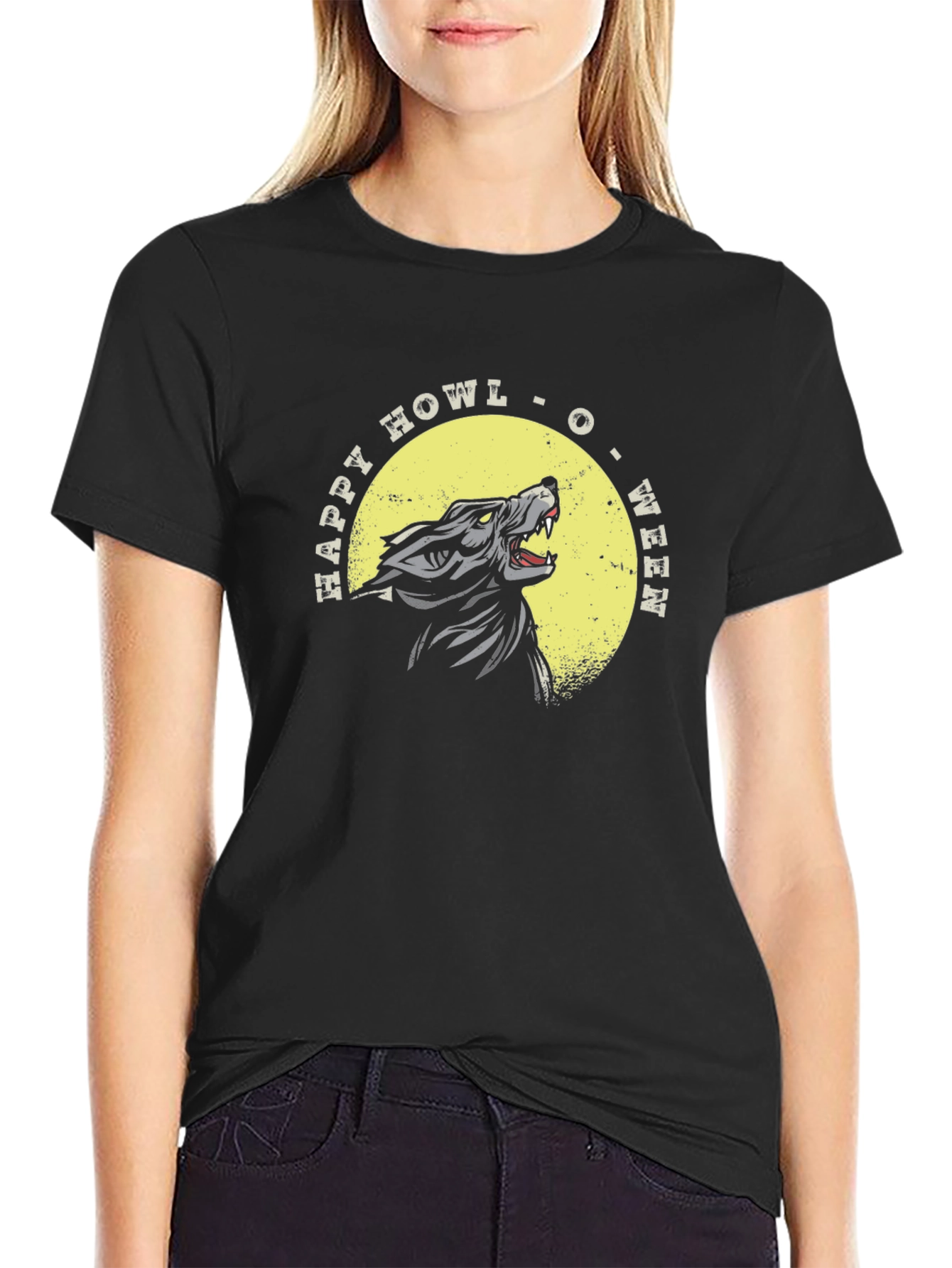 Happy Howl-O-Ween Wolf Graphic T-Shirt