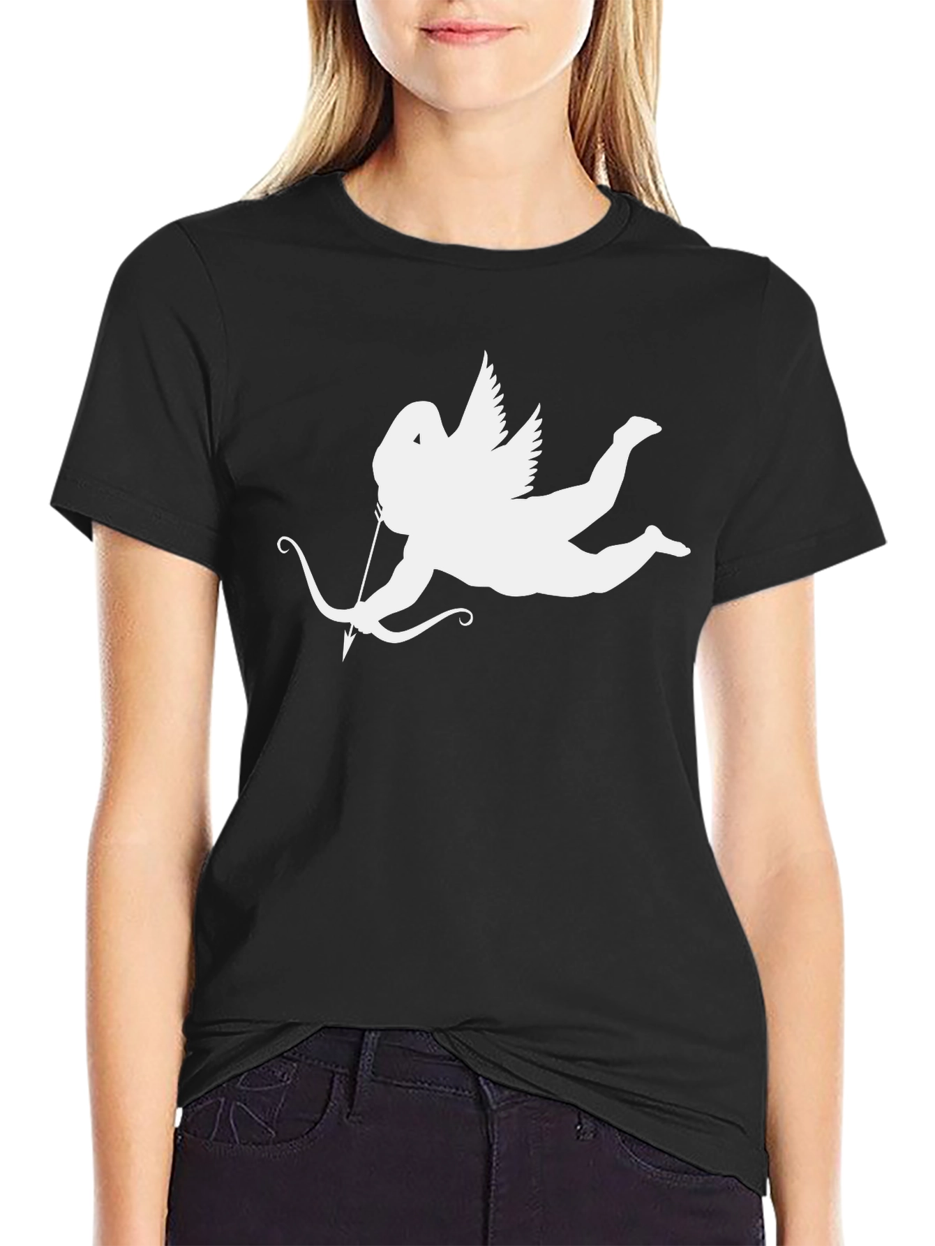 Cupid Graphic Tee - Black Cotton T-Shirt