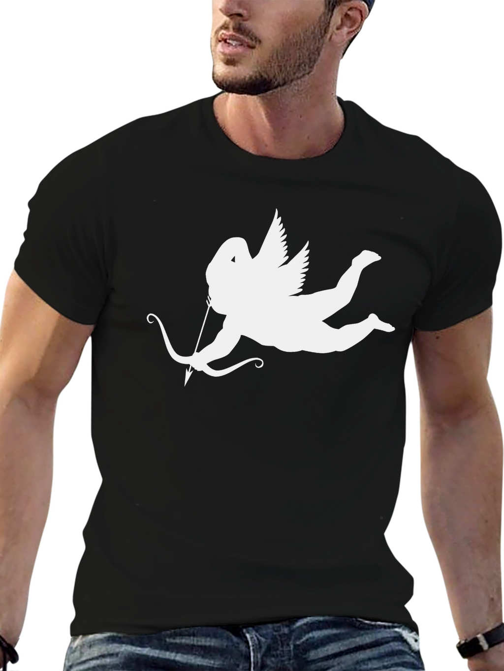 Cupid Graphic Tee - Black Cotton T-Shirt