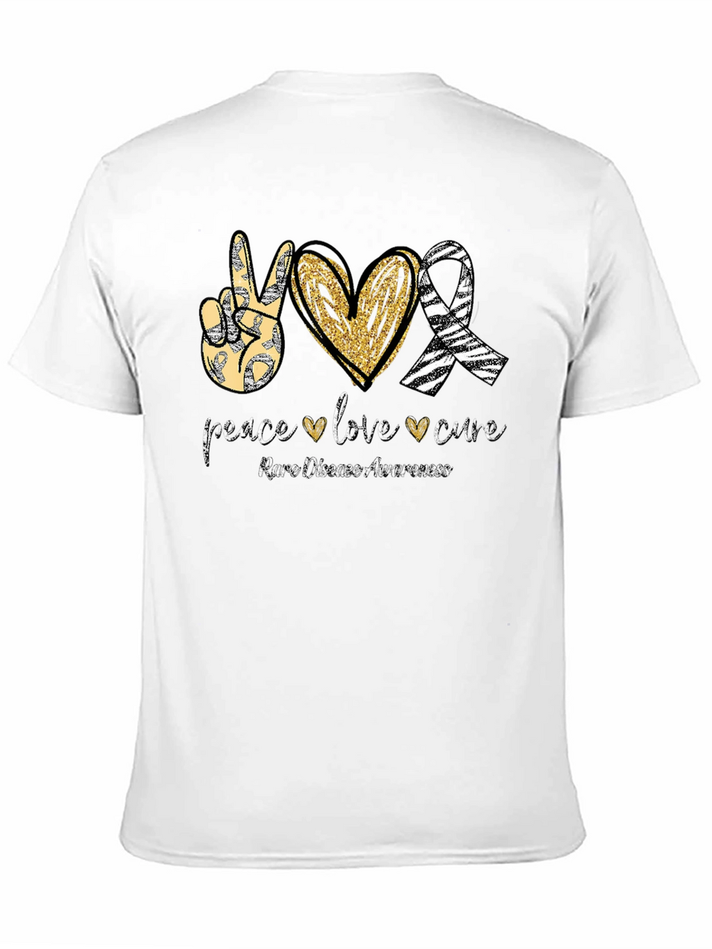 Rare Disease Awareness T-Shirt Peace Love Cure Black