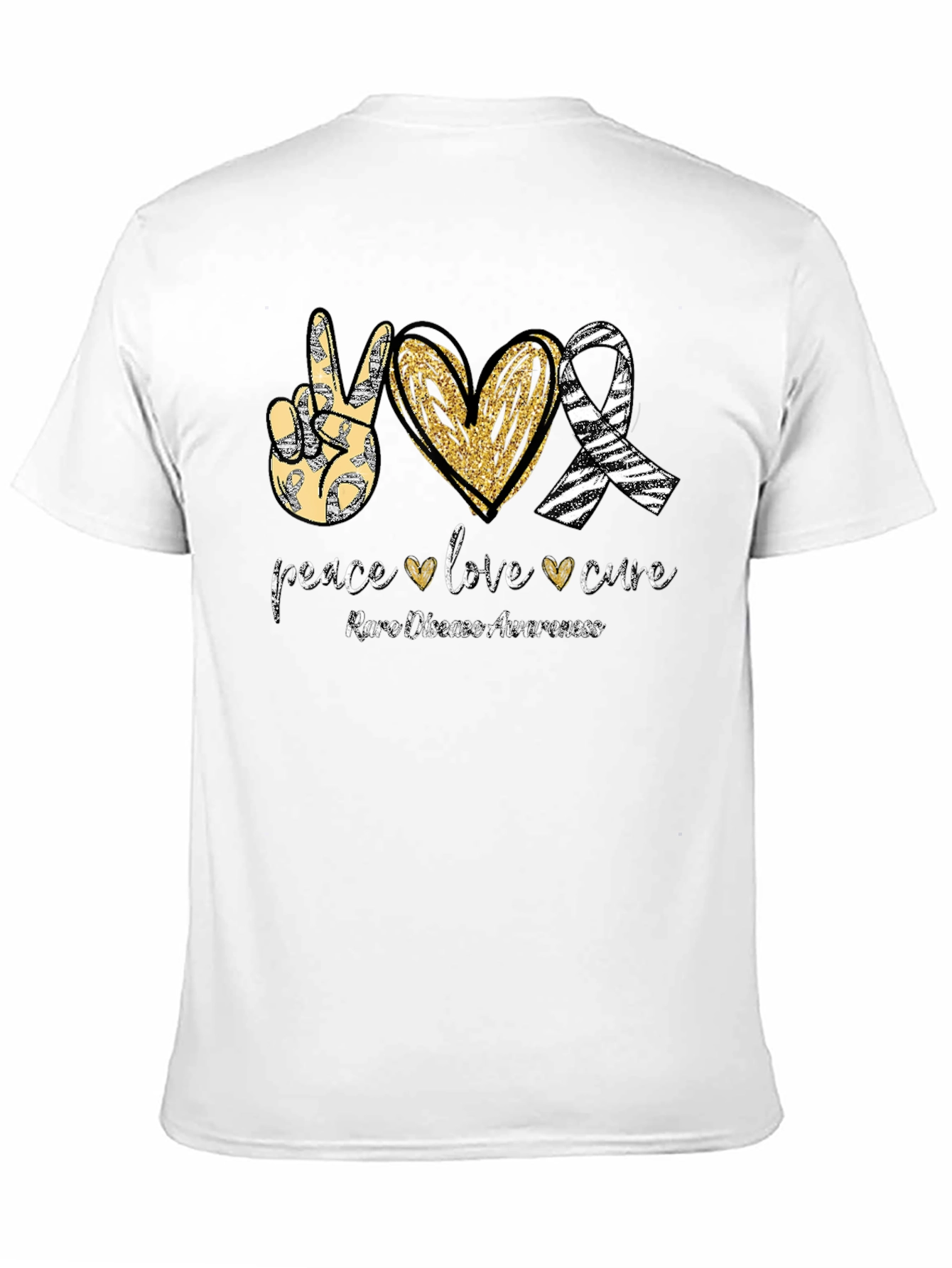 Rare Disease Awareness T-Shirt Peace Love Cure Black