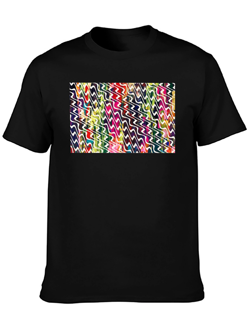 Abstract Wave Pattern Black Tee