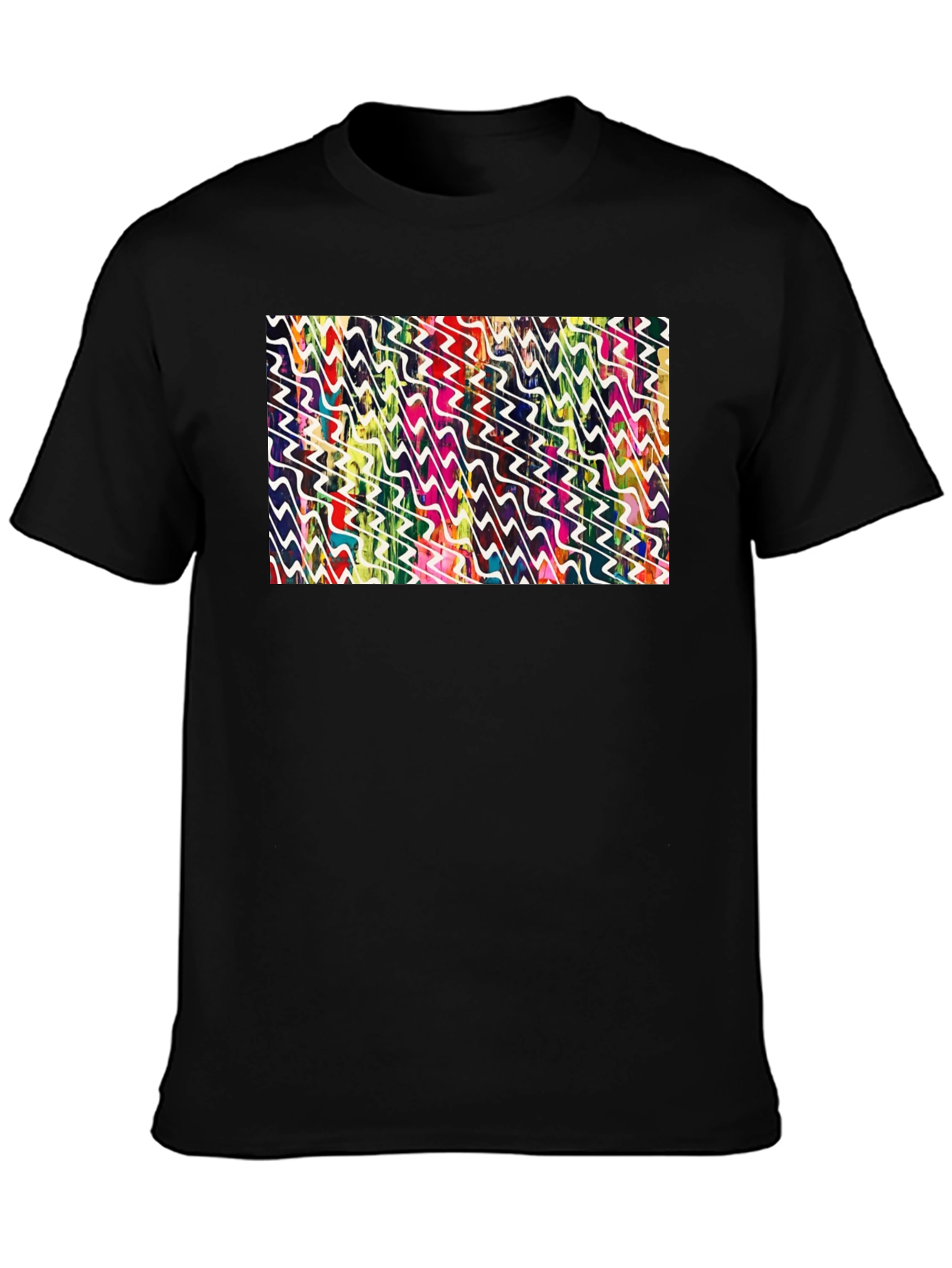 Abstract Wave Pattern Black Tee