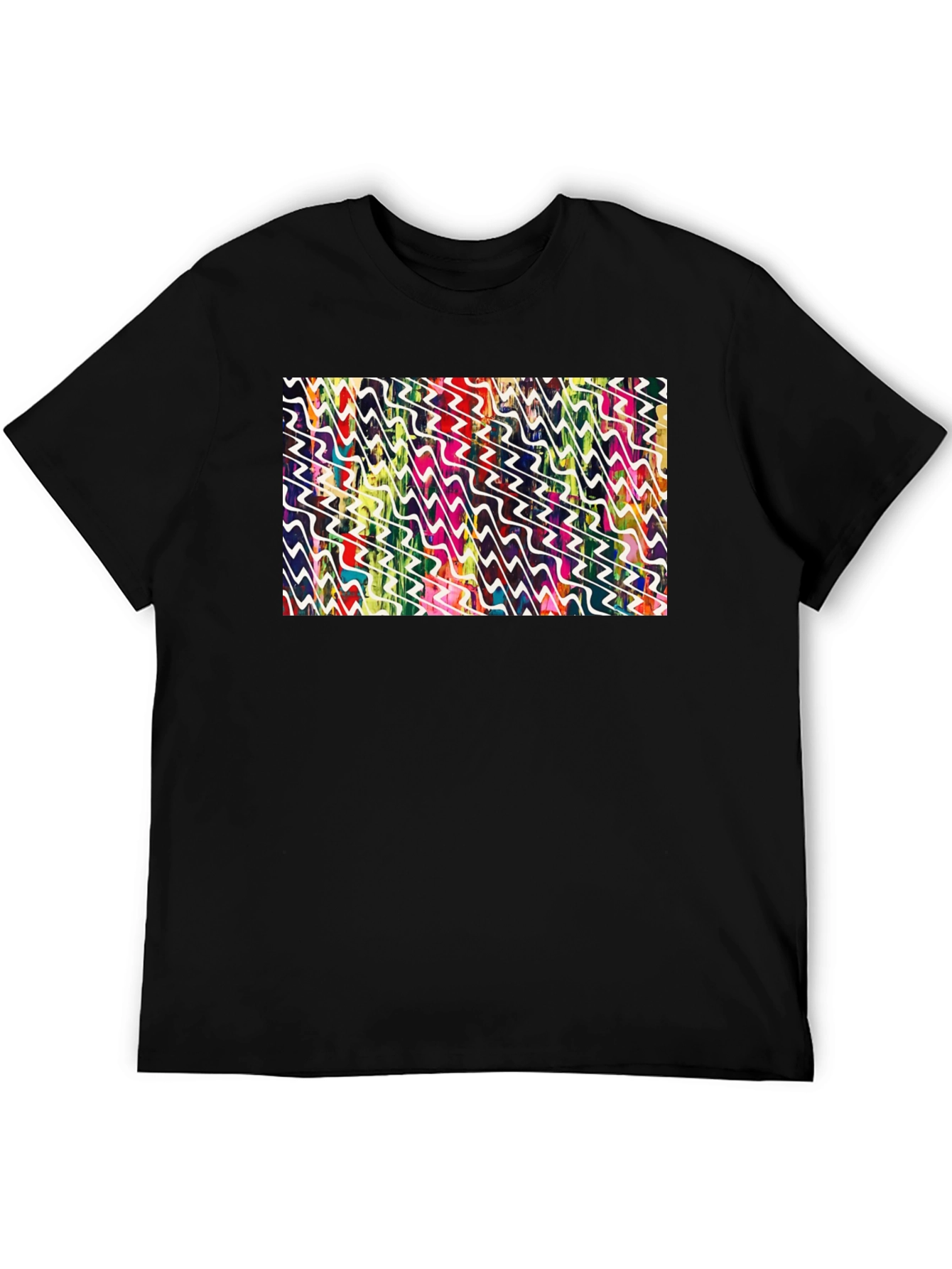 Abstract Wave Pattern Black Tee