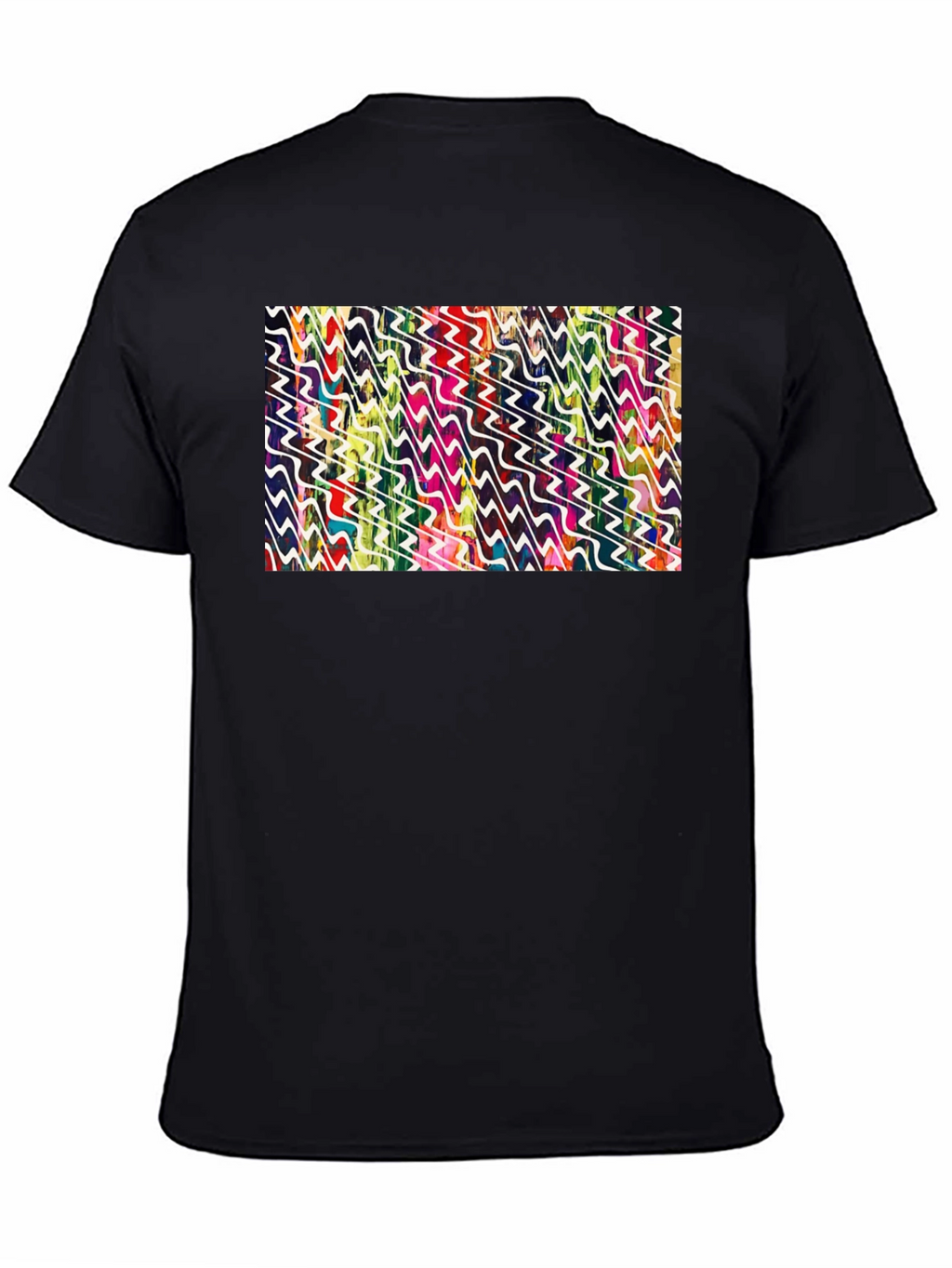 Abstract Wave Pattern Black Tee