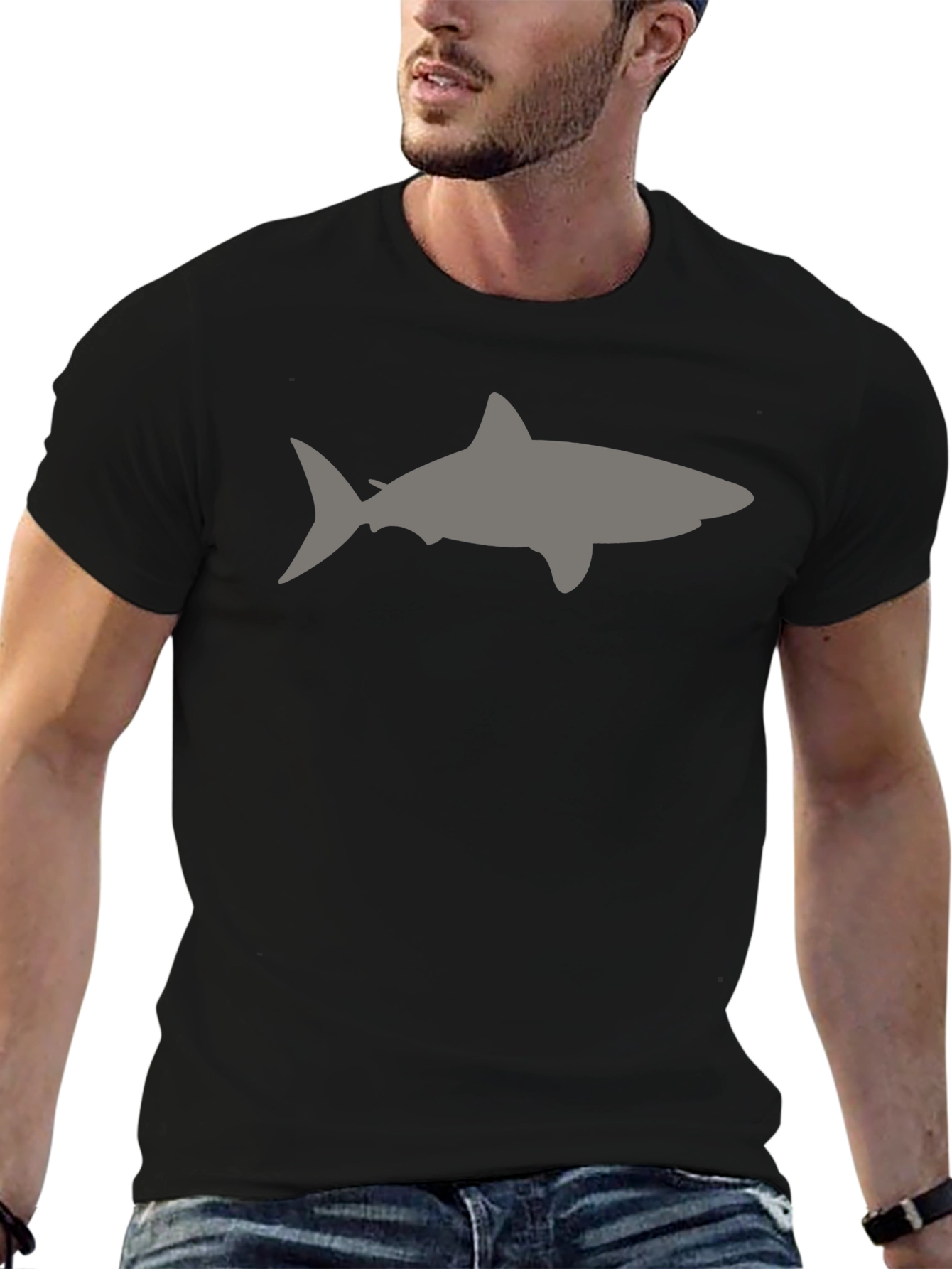 Shark Silhouette Black T-Shirt for Men