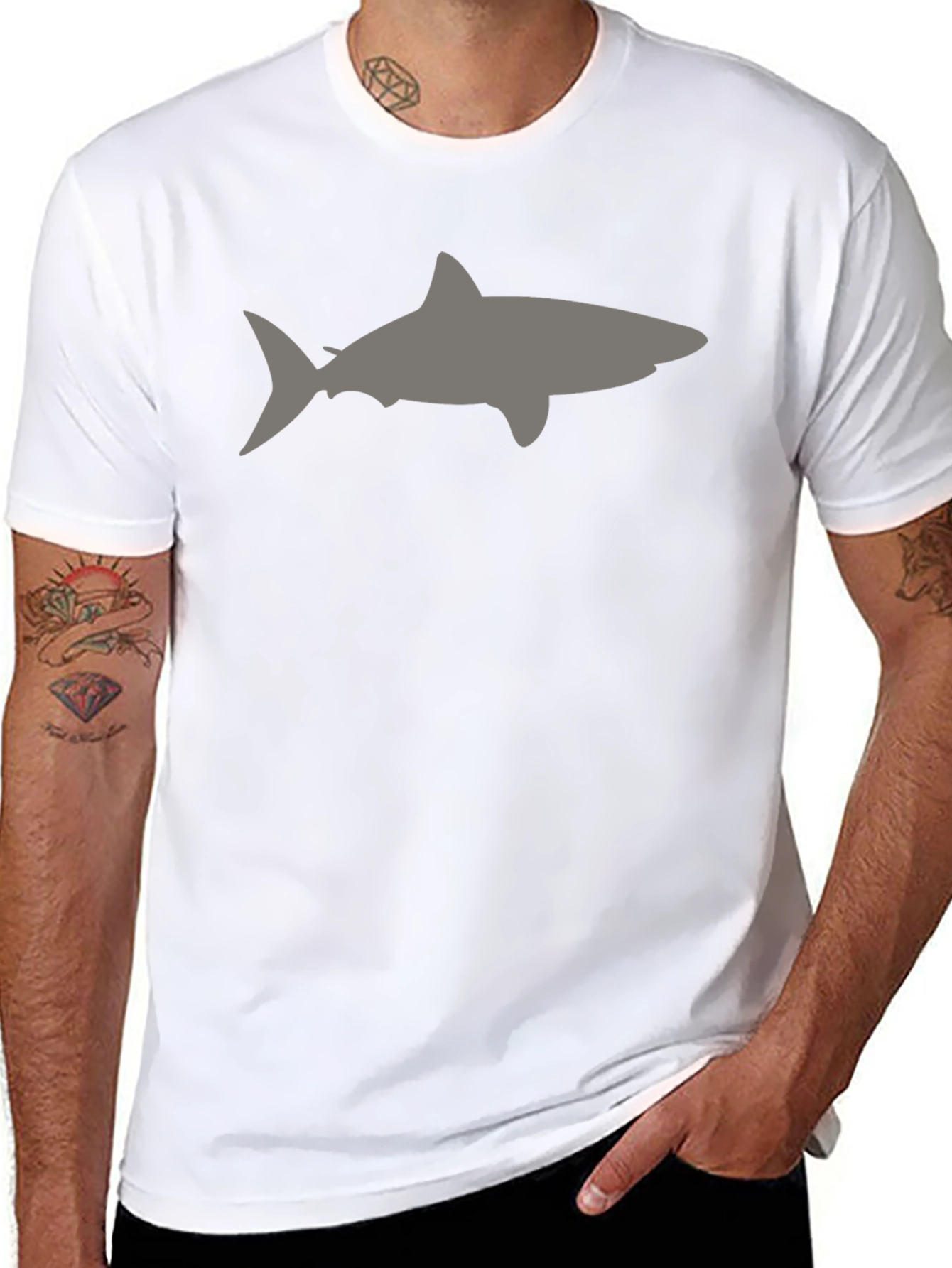 Shark Silhouette Black T-Shirt for Men