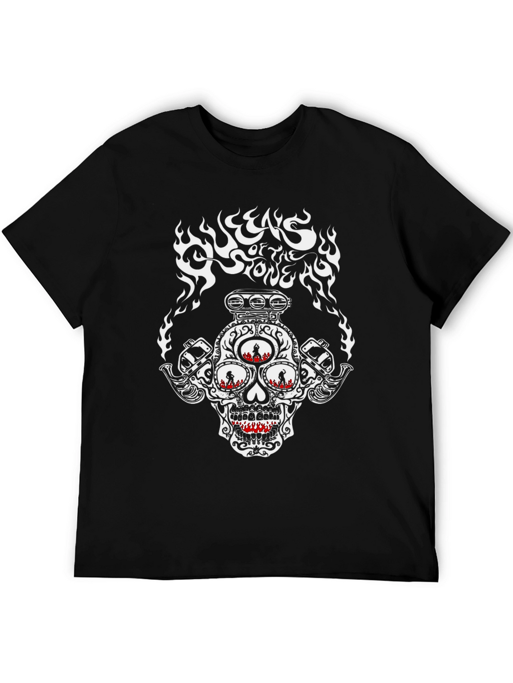 Skull Flames Graphic Print T-Shirt