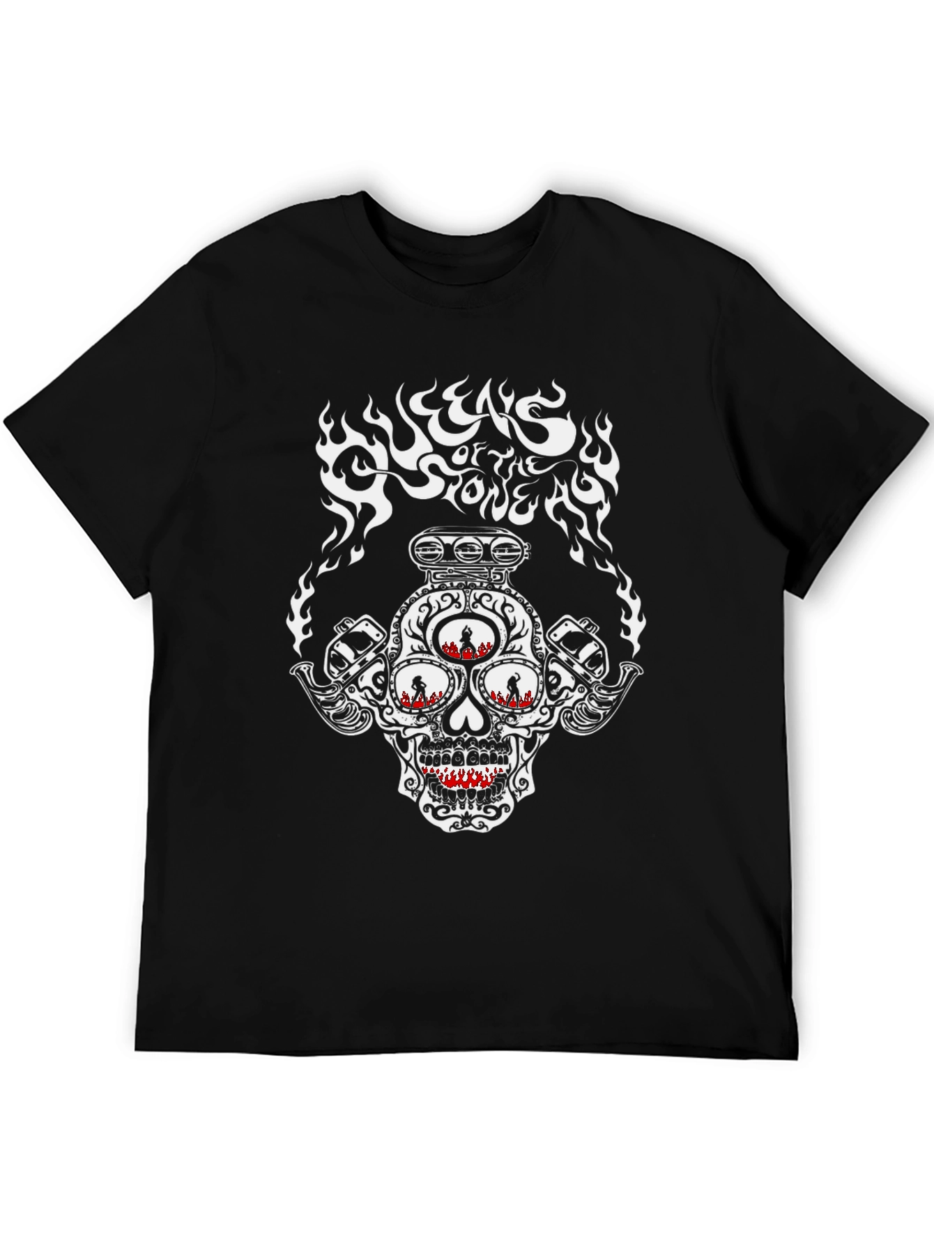 Skull Flames Graphic Print T-Shirt
