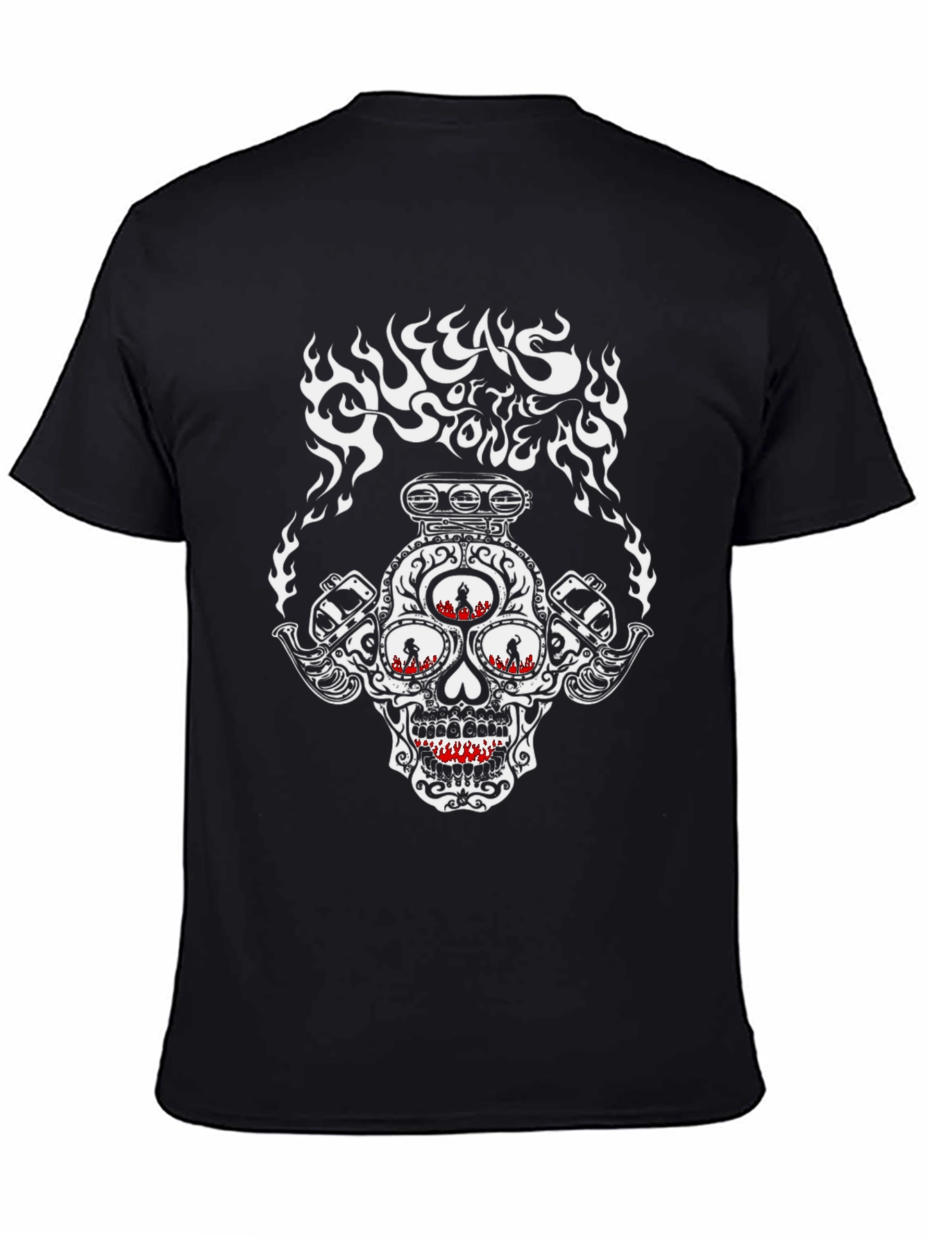 Skull Flames Graphic Print T-Shirt