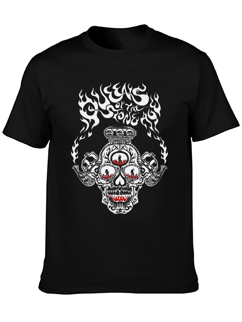 Skull Flames Graphic Print T-Shirt