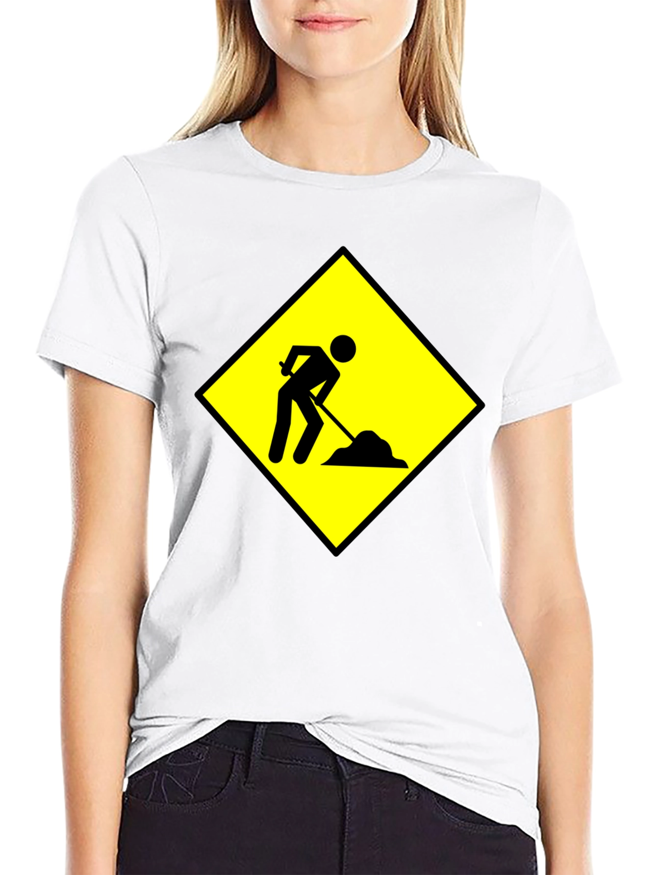 Mens Black Under Construction Graphic T-Shirt