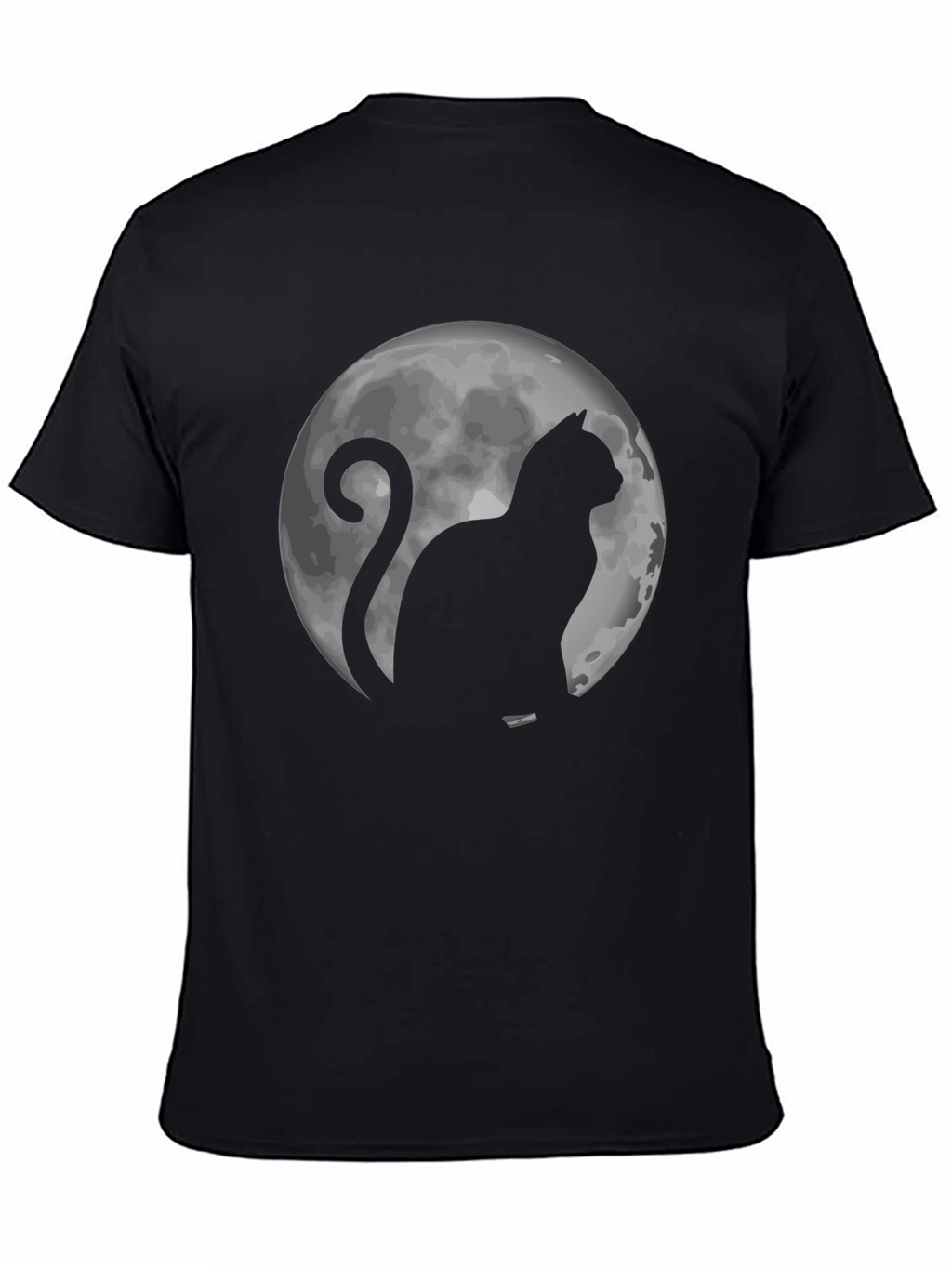 Cat & Moon Graphic Tee - Black Cotton T-Shirt
