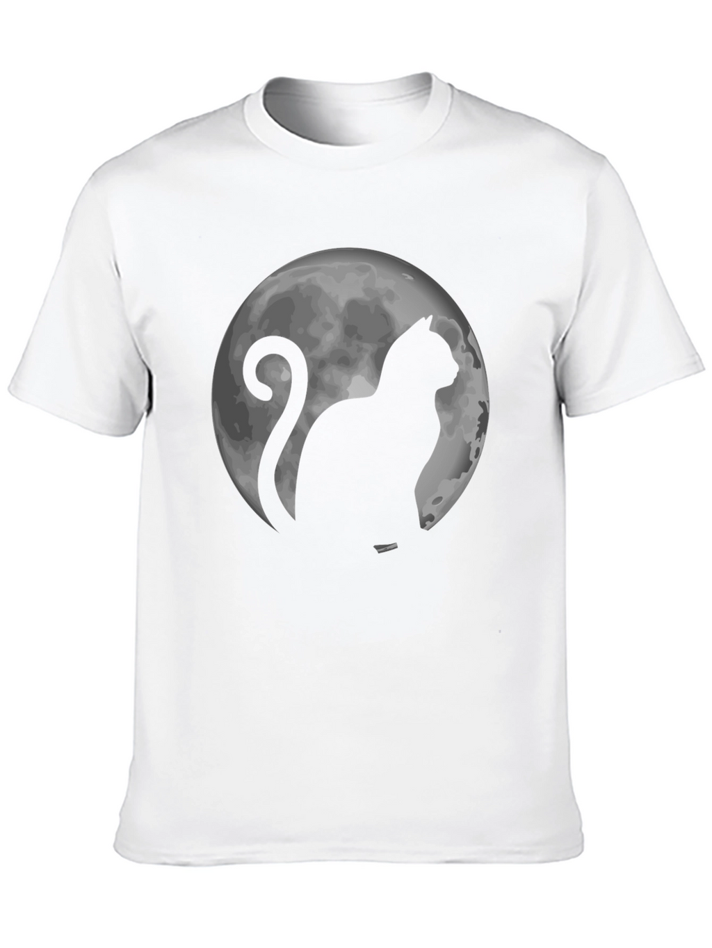 Cat & Moon Graphic Tee - Black Cotton T-Shirt