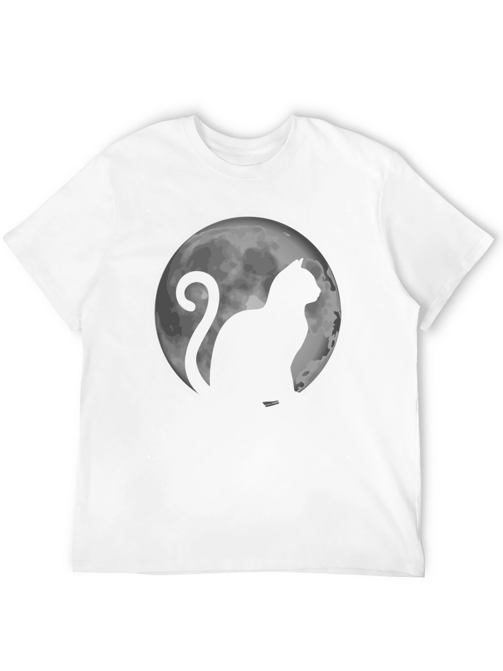 Cat & Moon Graphic Tee - Black Cotton T-Shirt