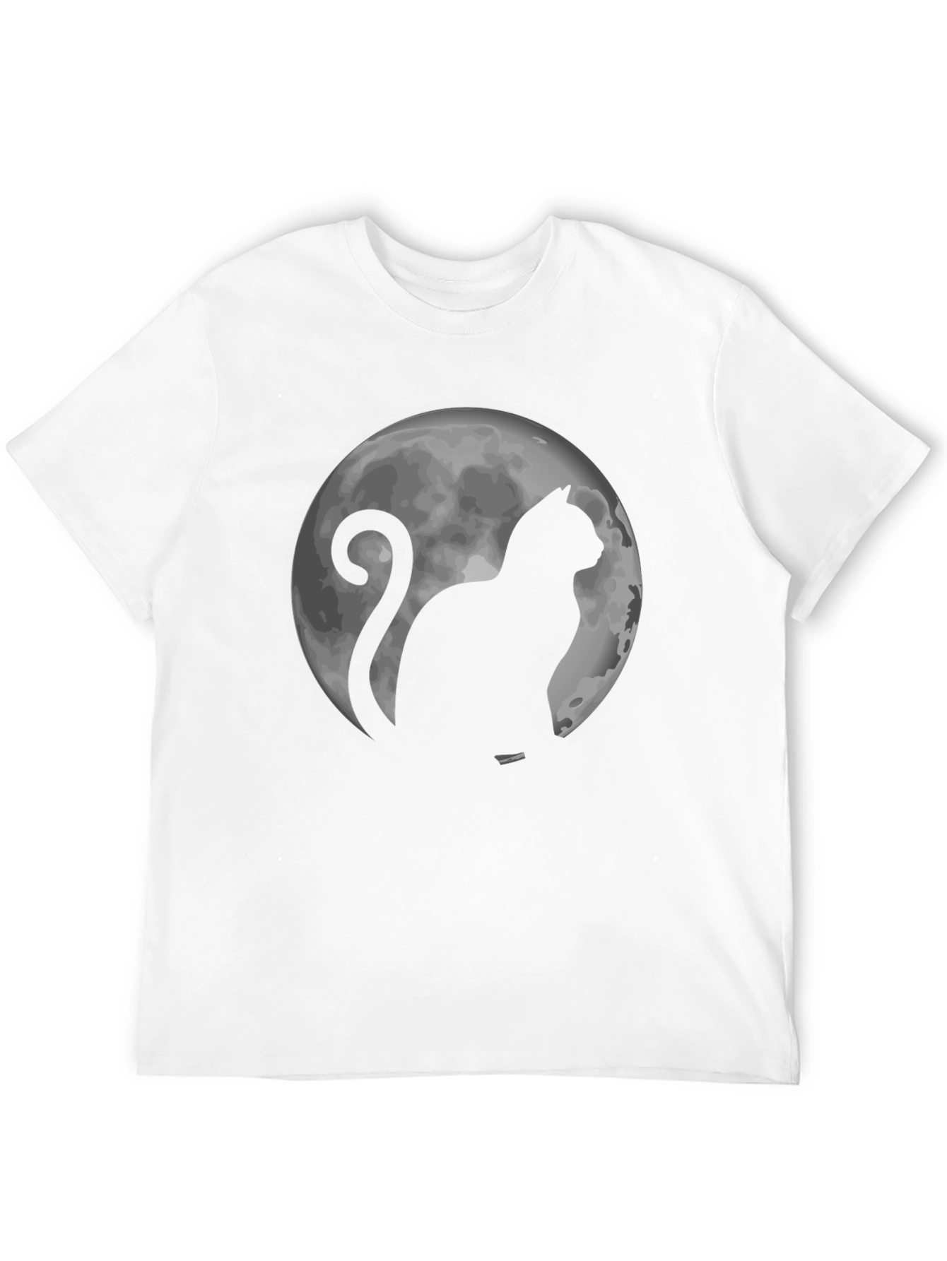 Cat & Moon Graphic Tee - Black Cotton T-Shirt