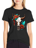 Bull Skull & Roses Graphic Tee