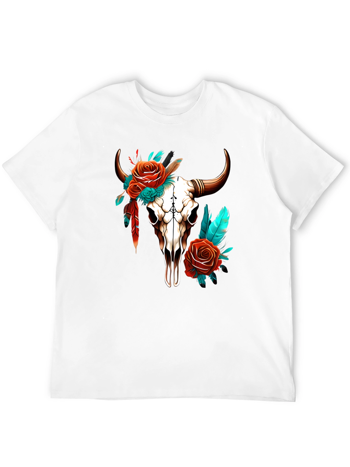 Bull Skull & Roses Graphic Tee