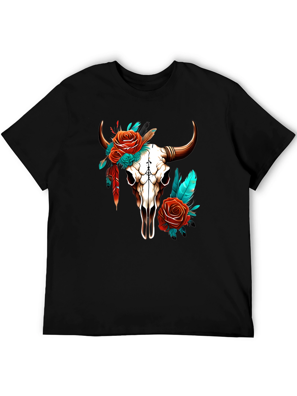 Bull Skull & Roses Graphic Tee