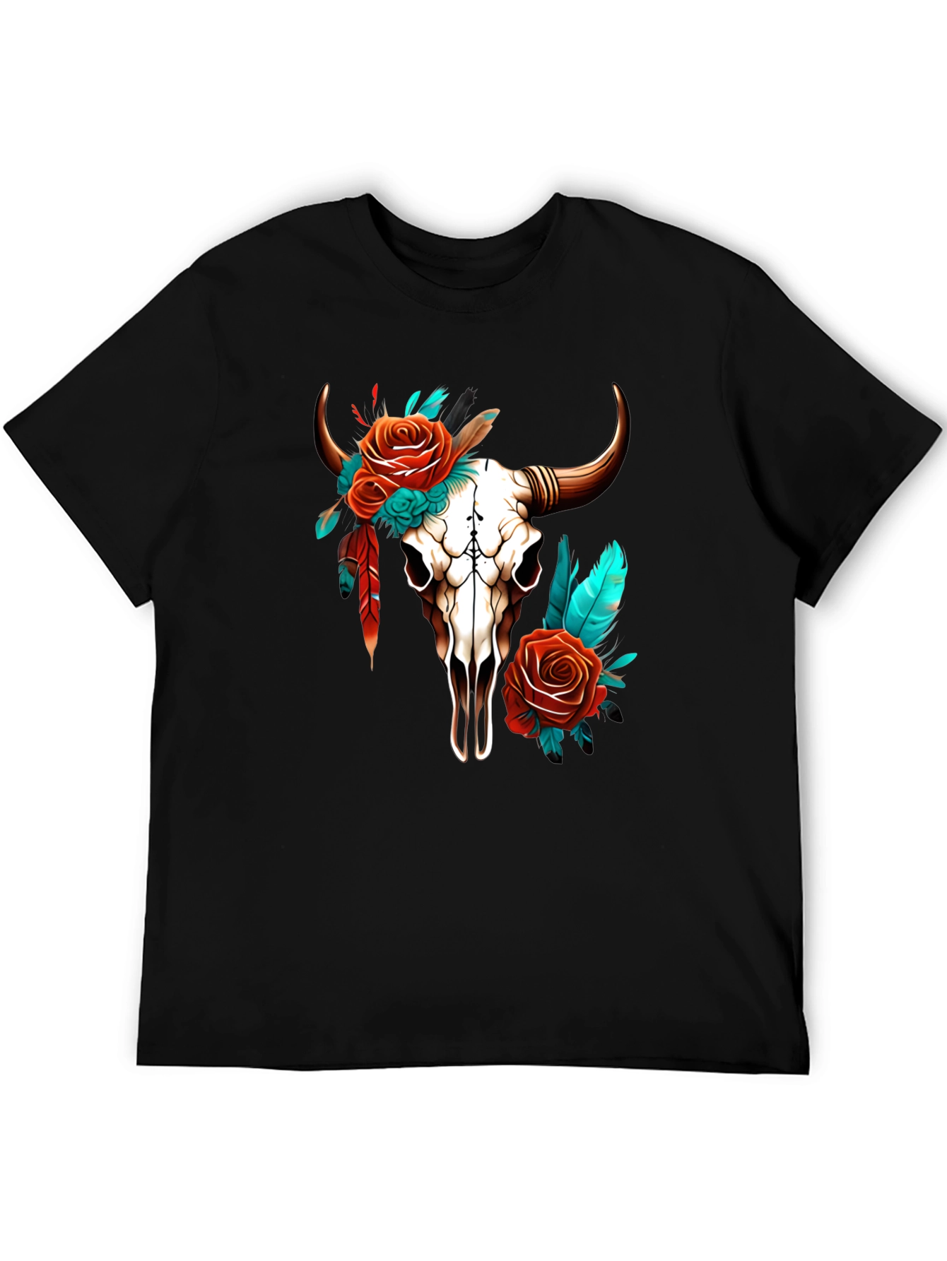 Bull Skull & Roses Graphic Tee