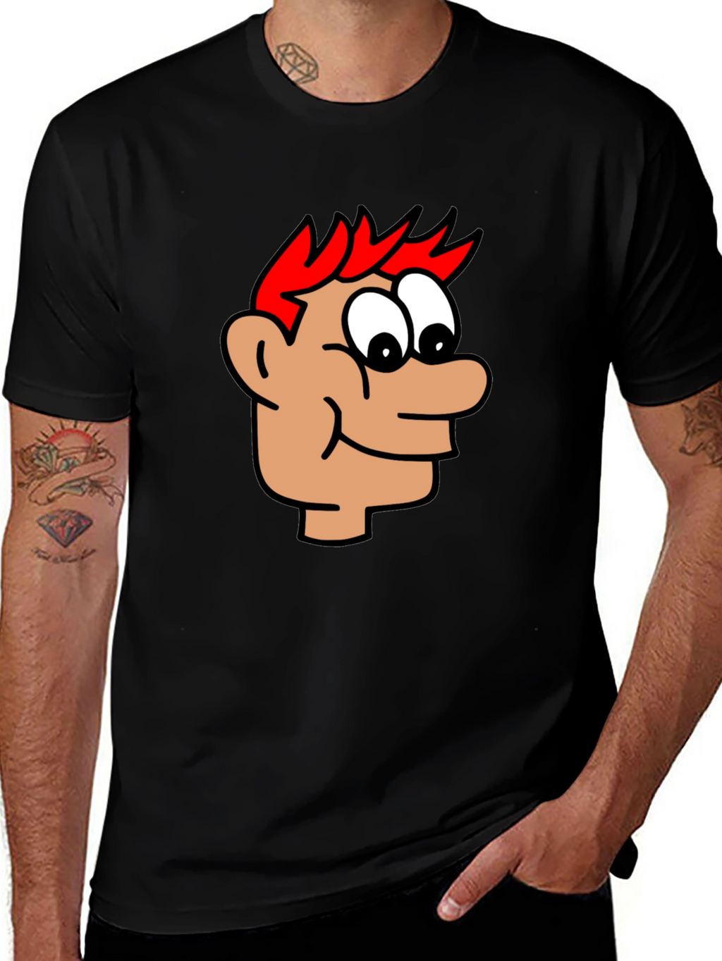 Cartoon Head Black T-Shirt