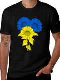 Ukraine Flag Flower T-Shirt - Black