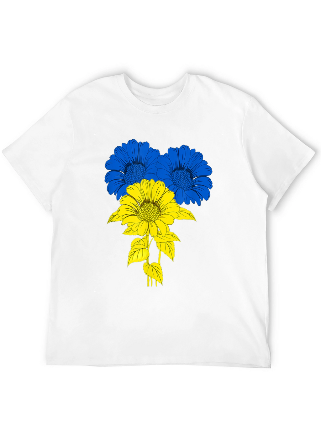 Ukraine Flag Flower T-Shirt - Black