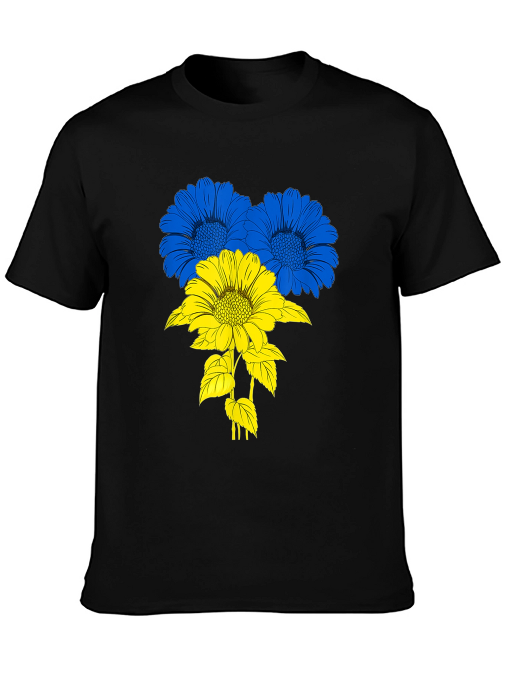 Ukraine Flag Flower T-Shirt - Black