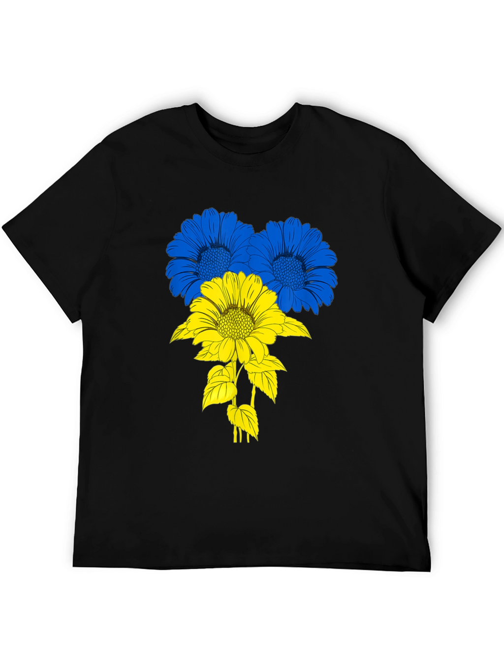 Ukraine Flag Flower T-Shirt - Black