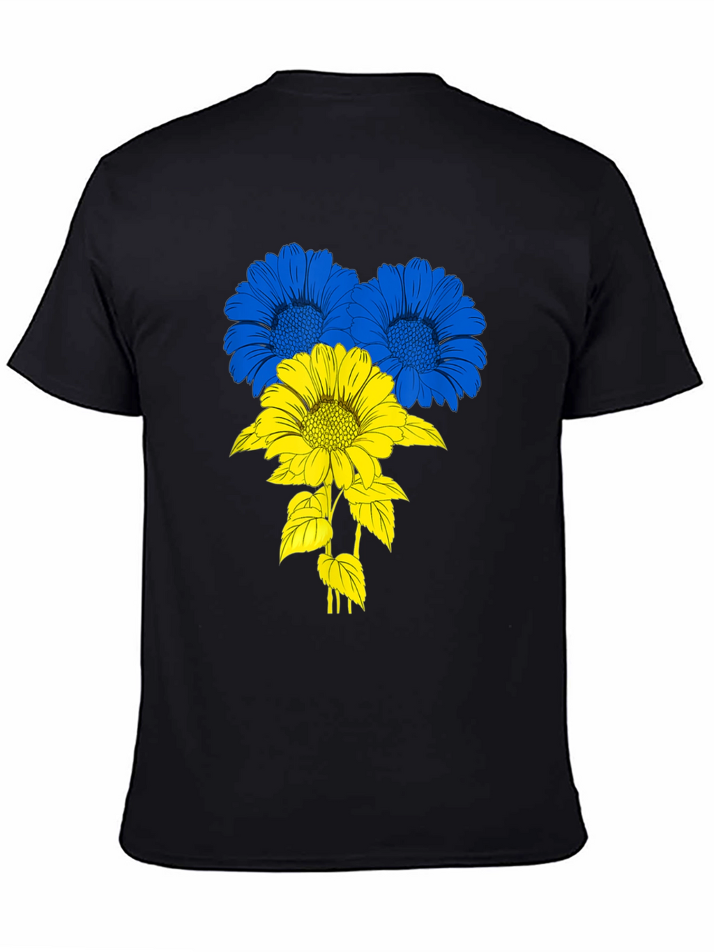 Ukraine Flag Flower T-Shirt - Black