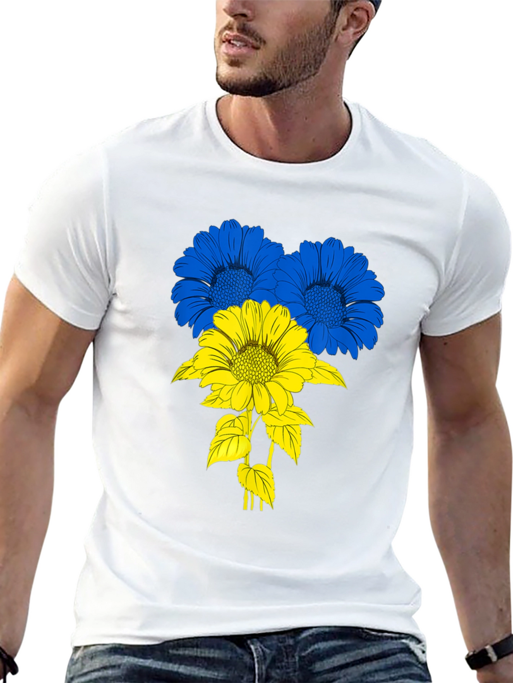 Ukraine Flag Flower T-Shirt - Black