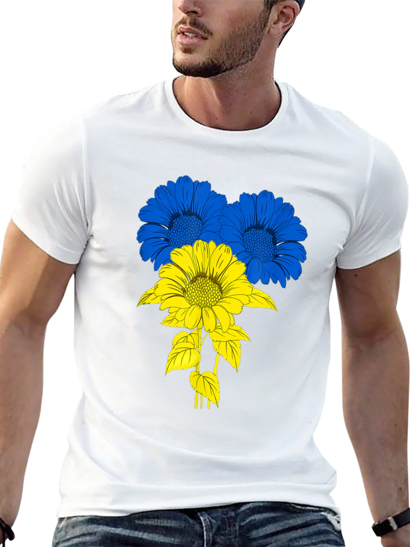 Ukraine Flag Flower T-Shirt - Black