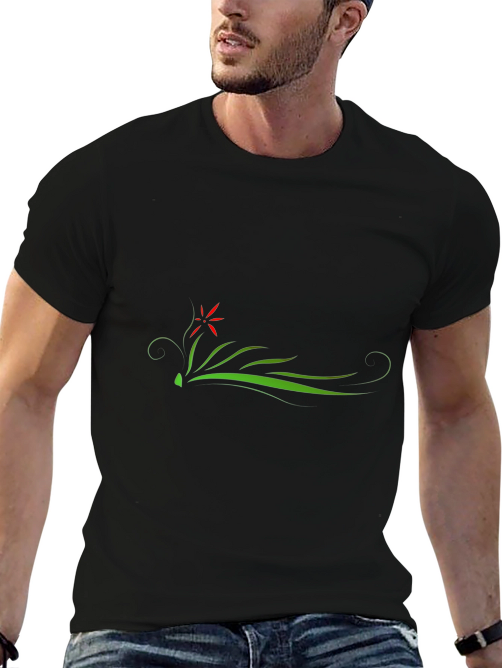 Floral Graphic Black T-Shirt