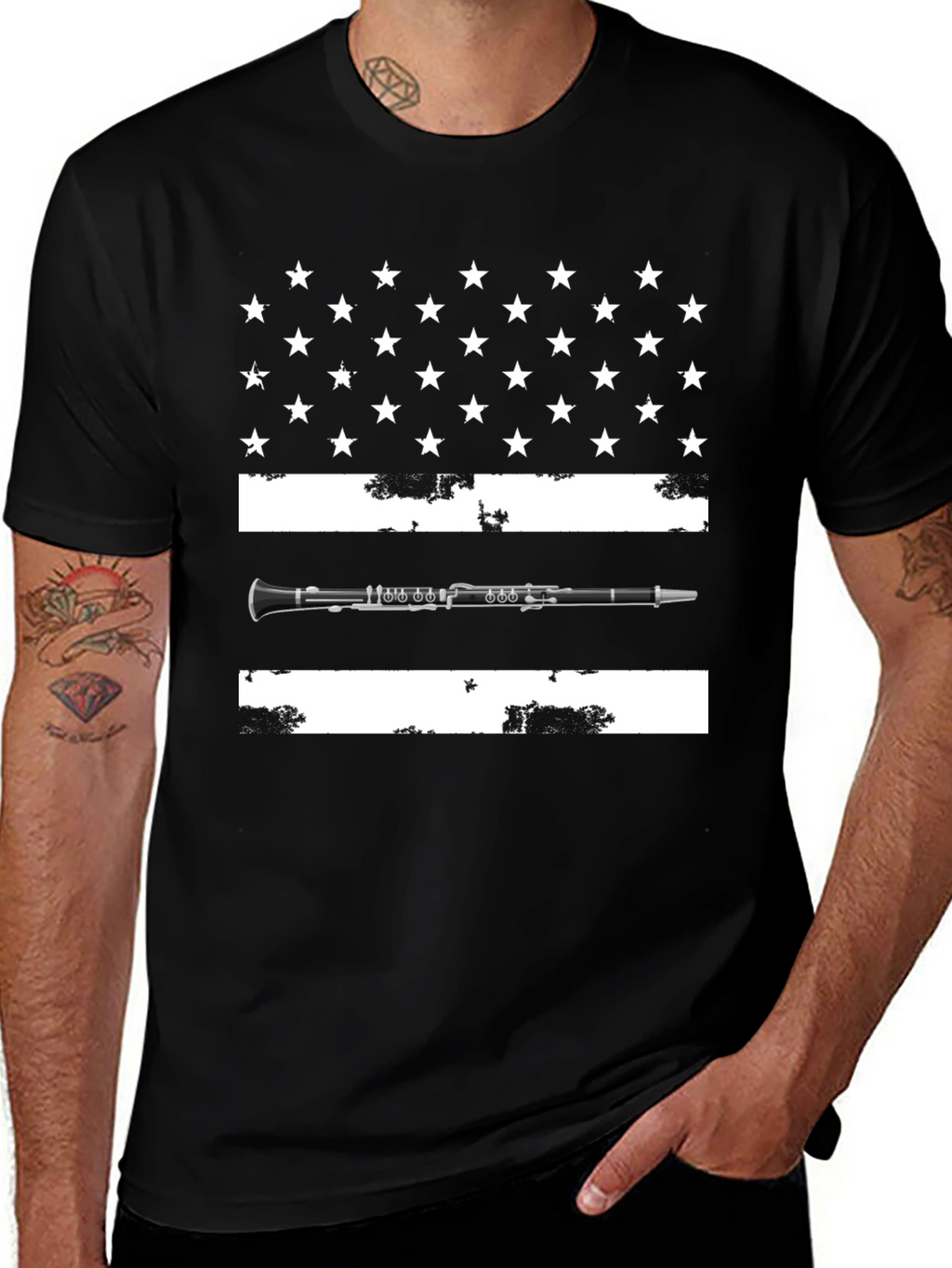 Clarinet USA Flag T-Shirt - Music Lover Tee