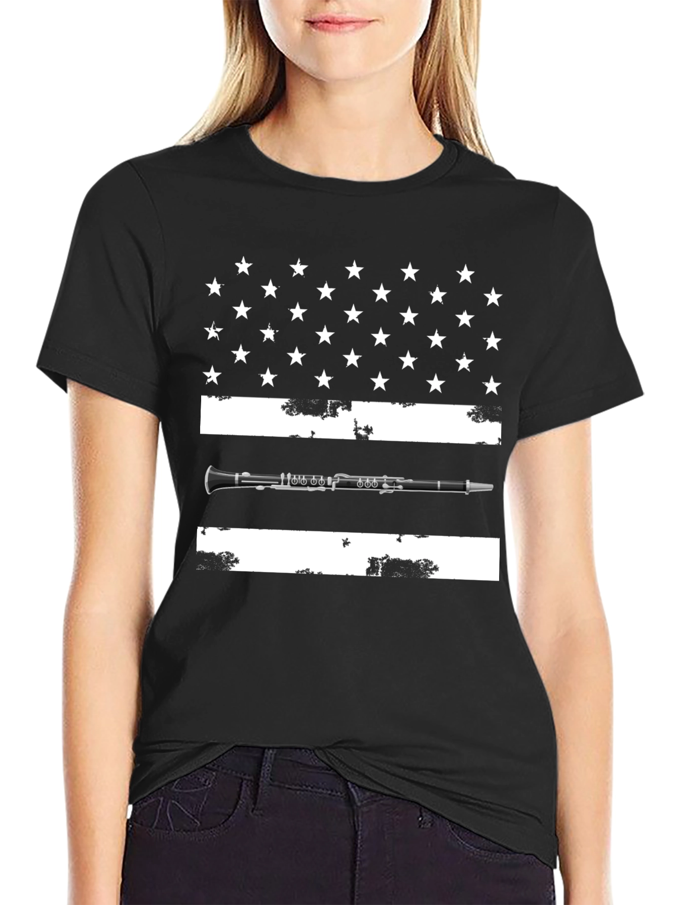 Clarinet USA Flag T-Shirt - Music Lover Tee