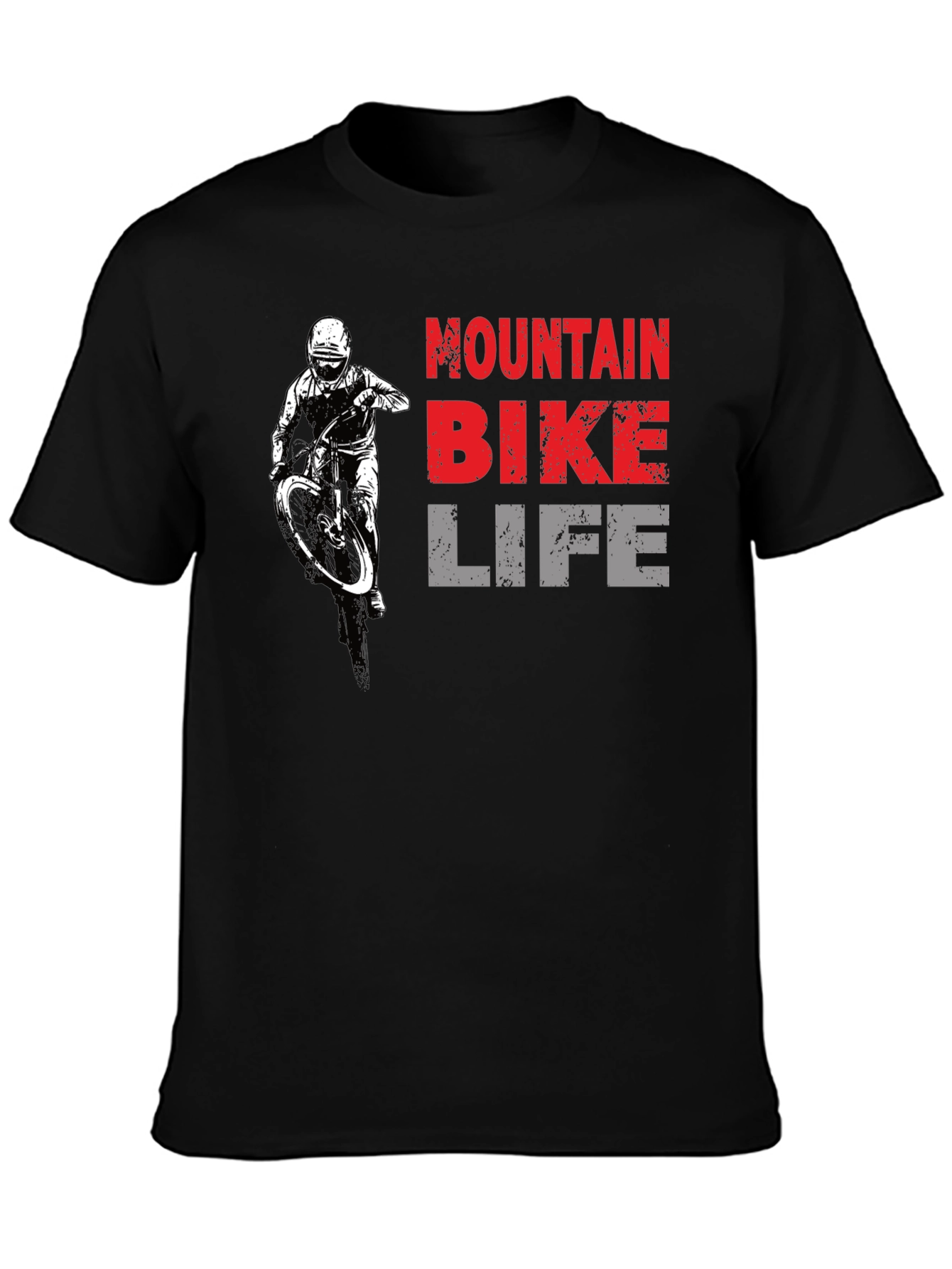 Mountain Bike Life Graphic Tee - Black Cotton T-Shirt
