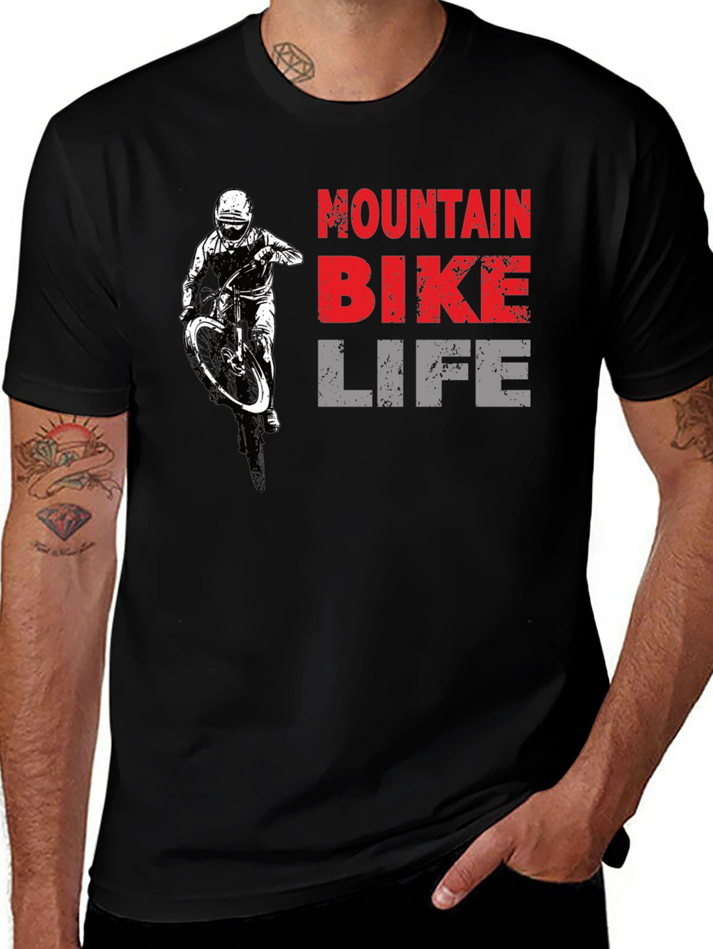 Mountain Bike Life Graphic Tee - Black Cotton T-Shirt