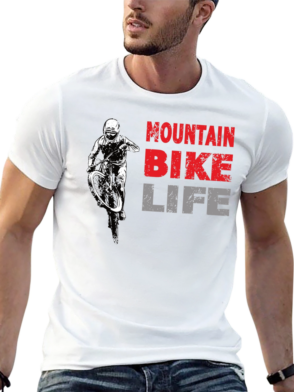 Mountain Bike Life Graphic Tee - Black Cotton T-Shirt