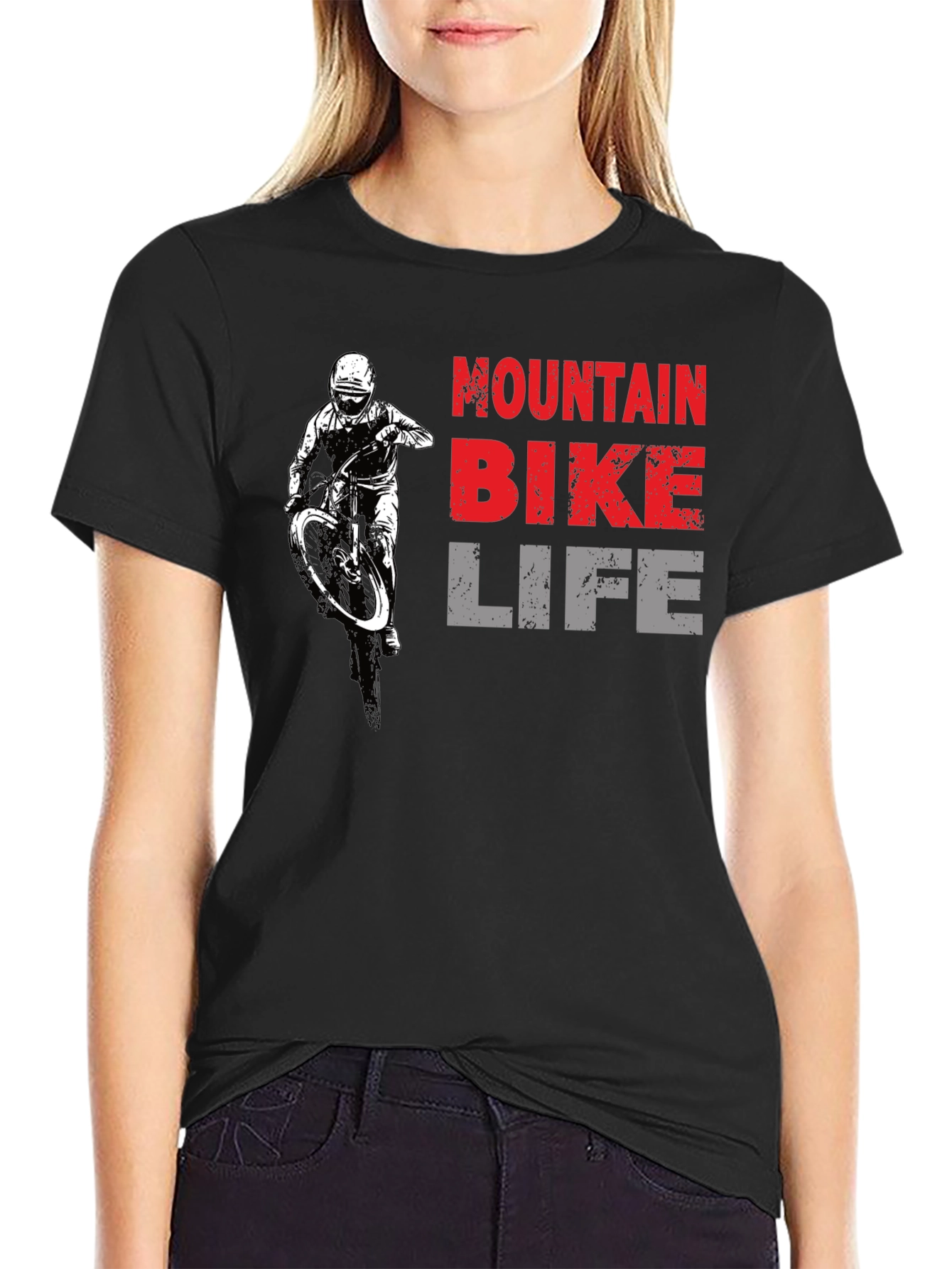 Mountain Bike Life Graphic Tee - Black Cotton T-Shirt