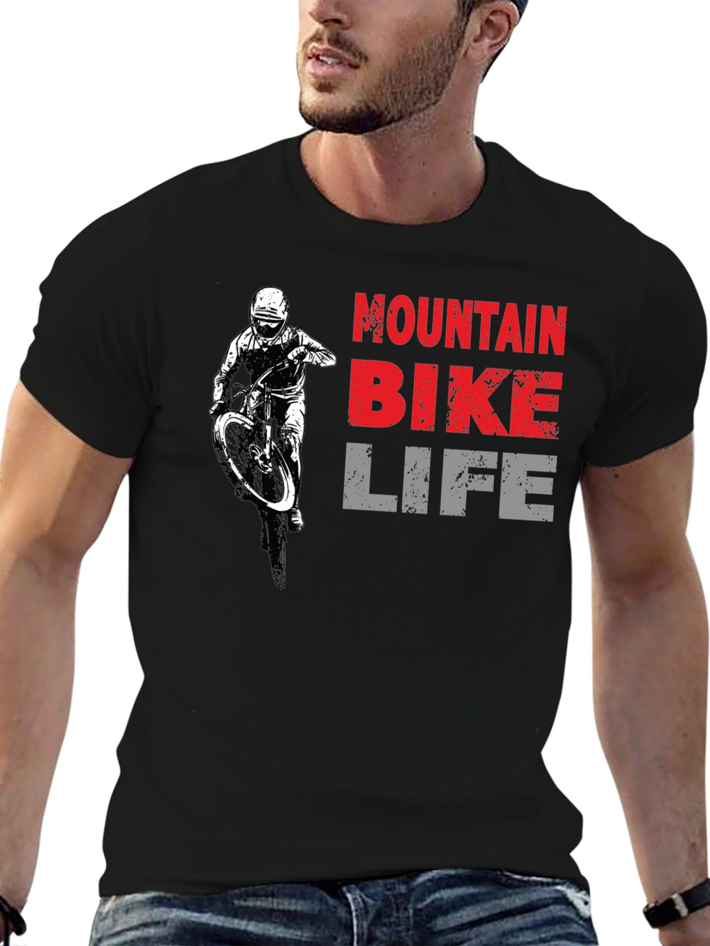 Mountain Bike Life Graphic Tee - Black Cotton T-Shirt