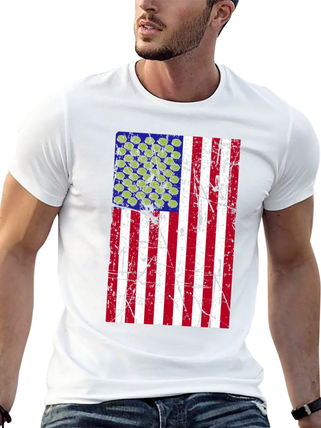 Distressed American Flag Pickleball T-Shirt
