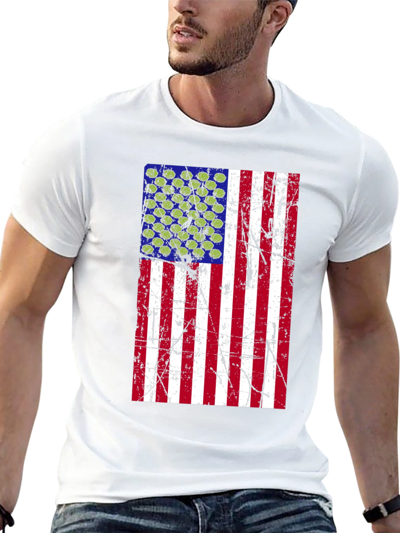 Distressed American Flag Pickleball T-Shirt