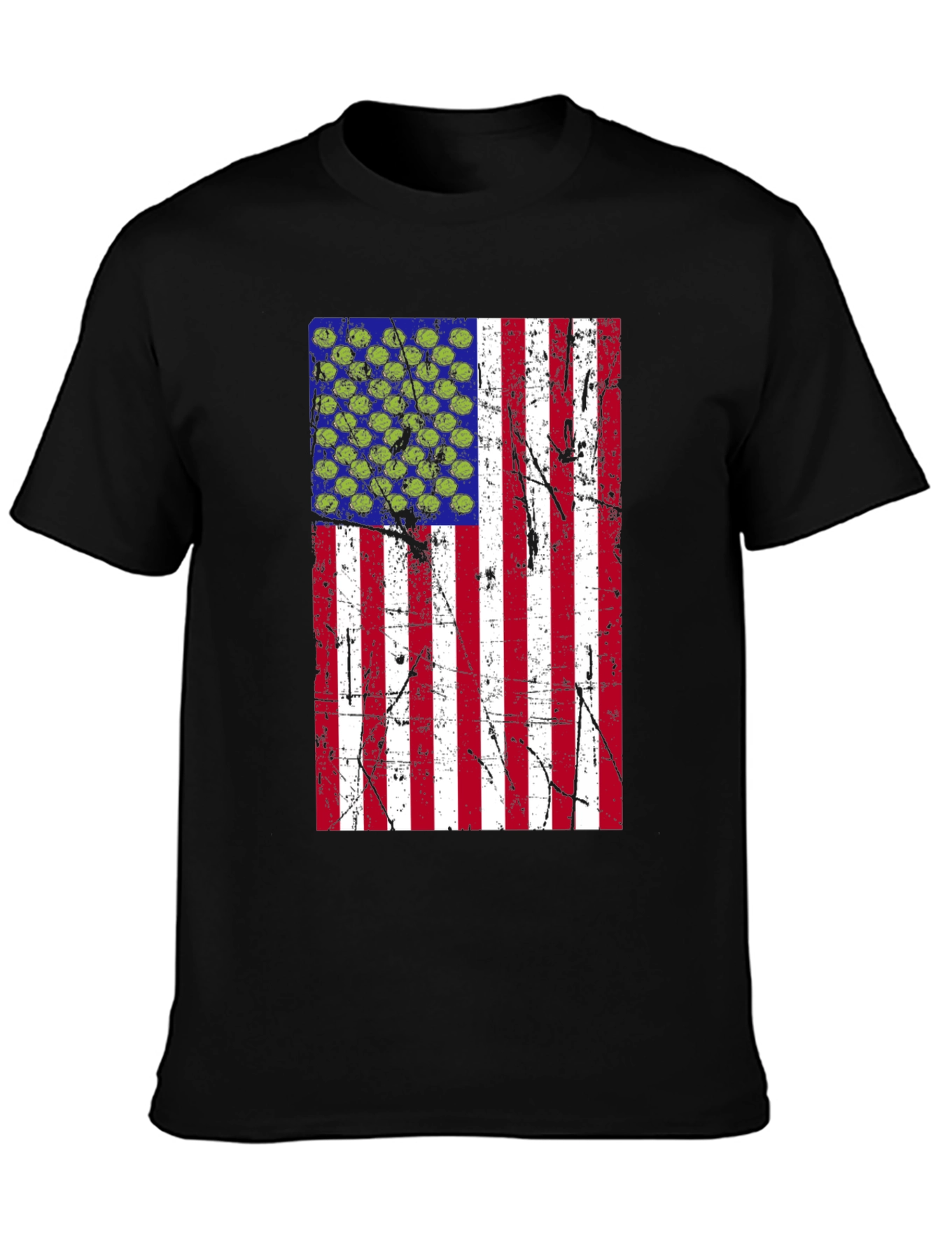 Distressed American Flag Pickleball T-Shirt
