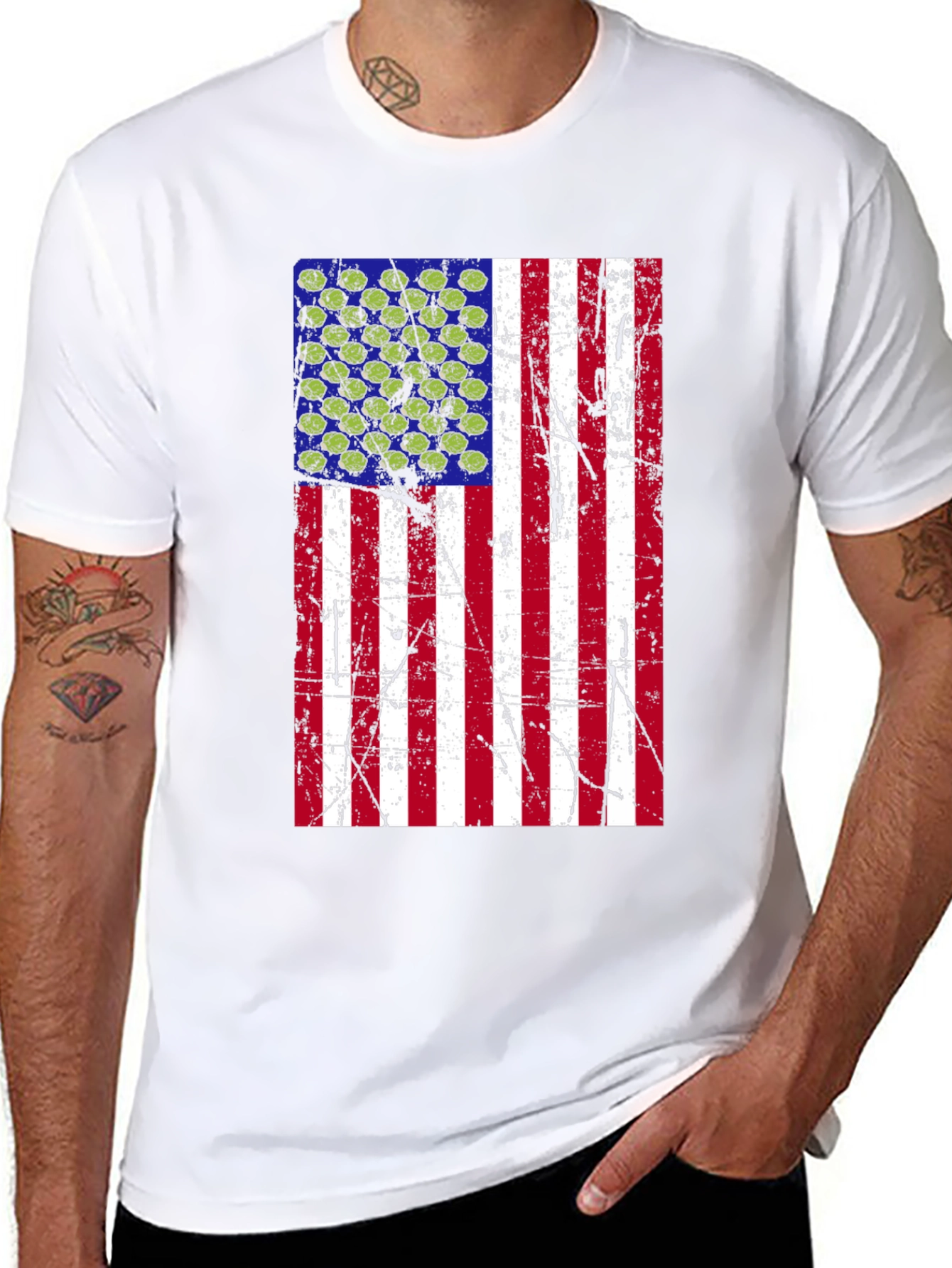 Distressed American Flag Pickleball T-Shirt