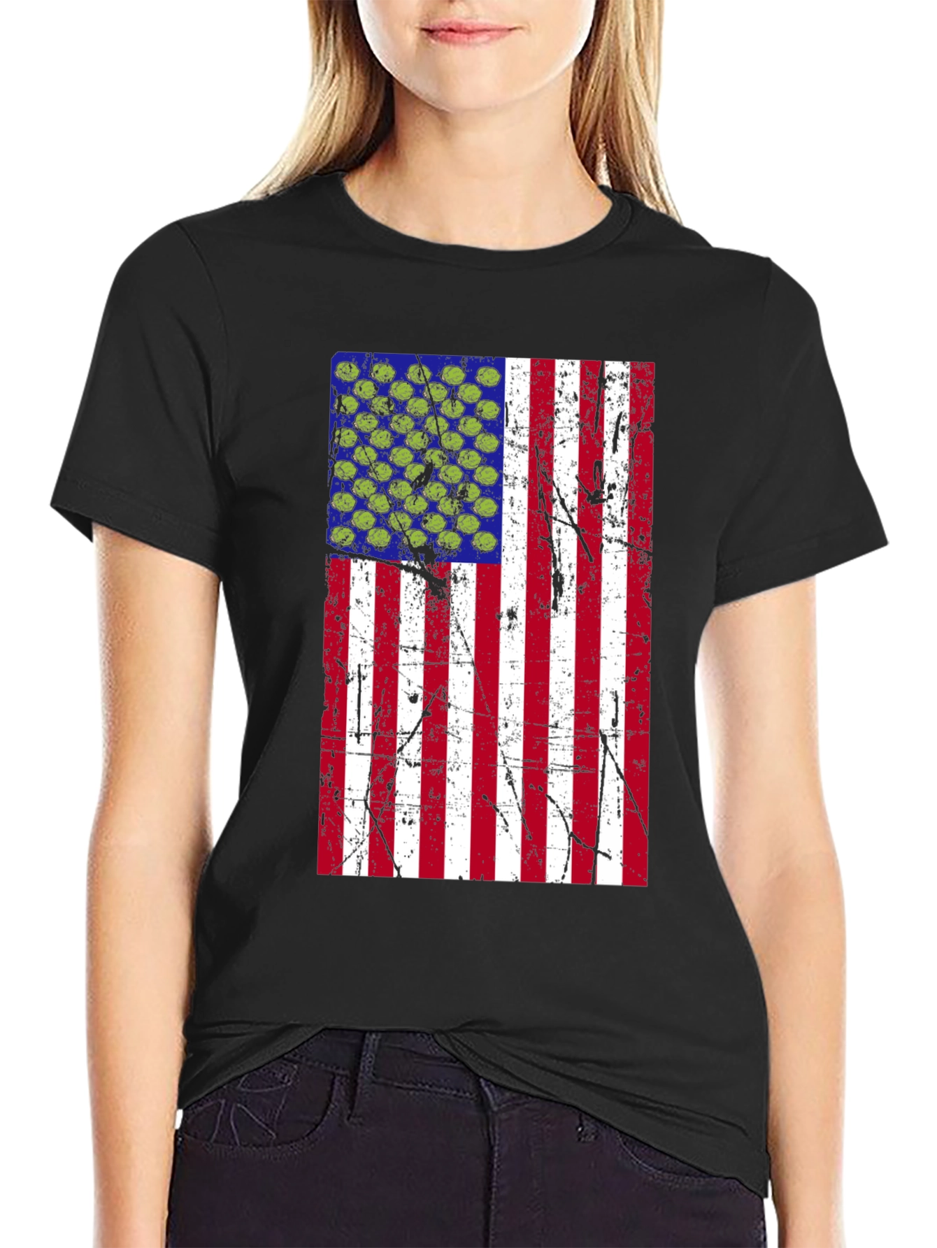 Distressed American Flag Pickleball T-Shirt
