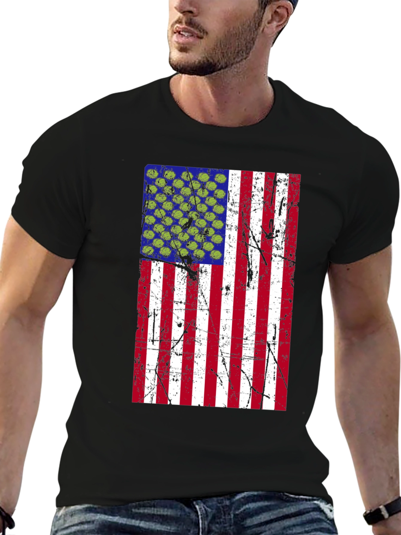 Distressed American Flag Pickleball T-Shirt
